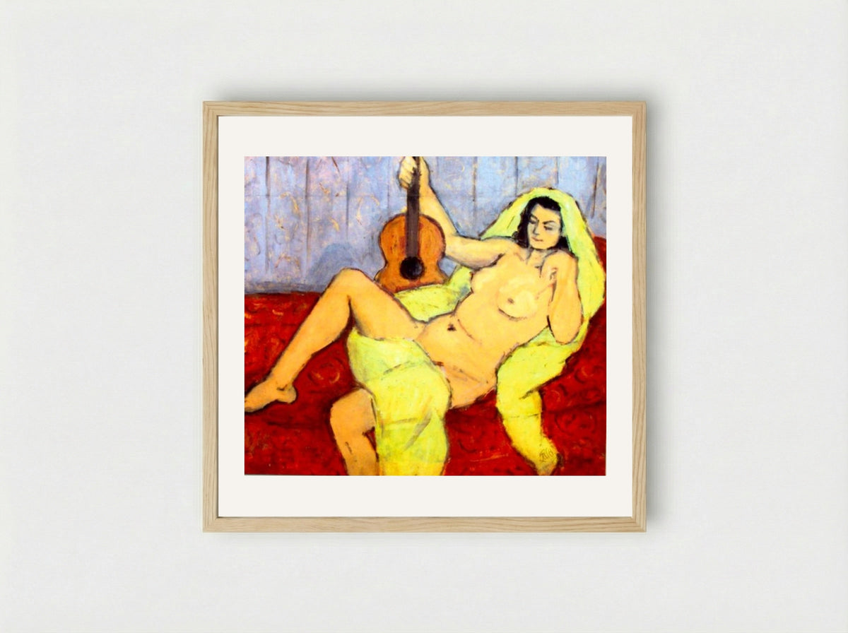 Nude with Guitar - Theodor Pallady - Framed Print Wood