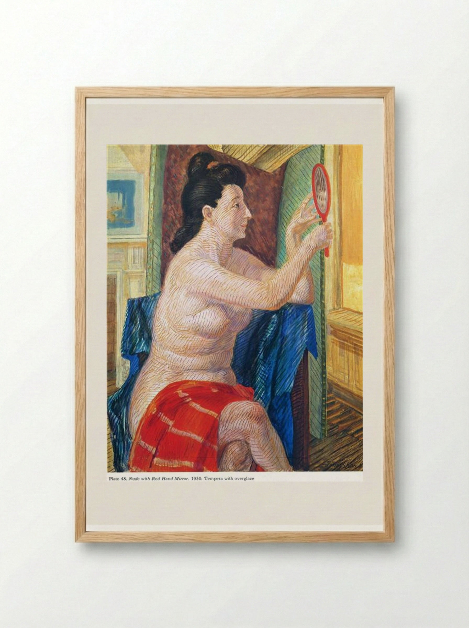 Nude with Red Hand Mirror - John French Sloan - Framed Print Wood