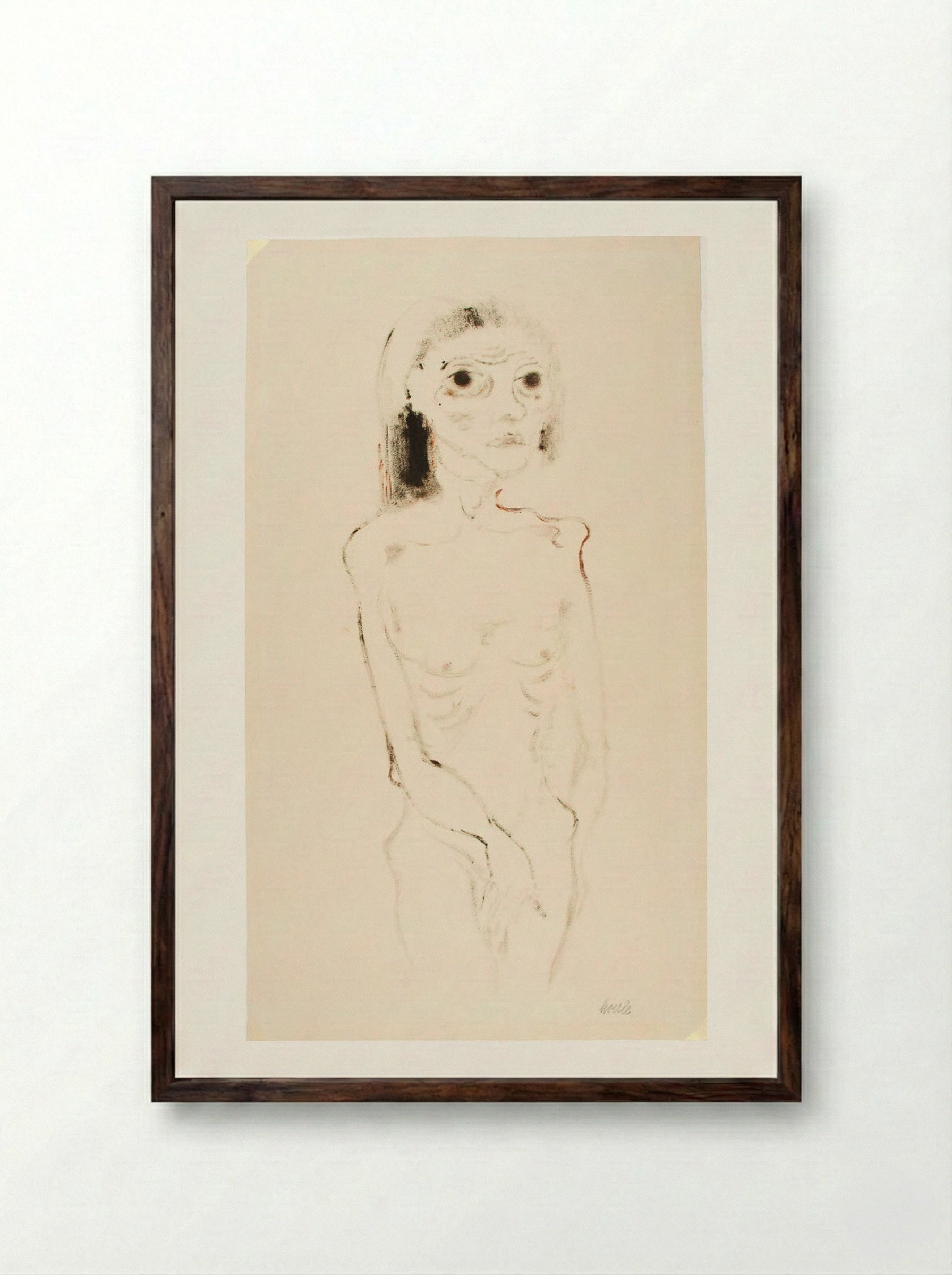 Nude - Heinrich Hoerle - Framed Print Dark Wood