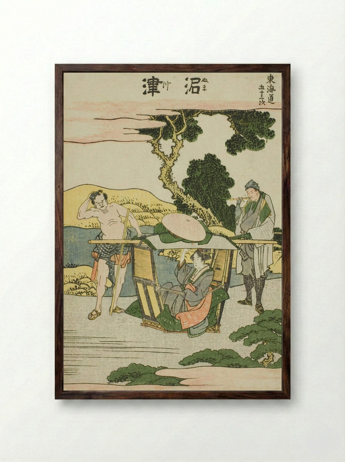 Numazu, from the series Fifty-three Stations of the Tokaido - Katsushika Hokusai - Framed Print Dark Wood