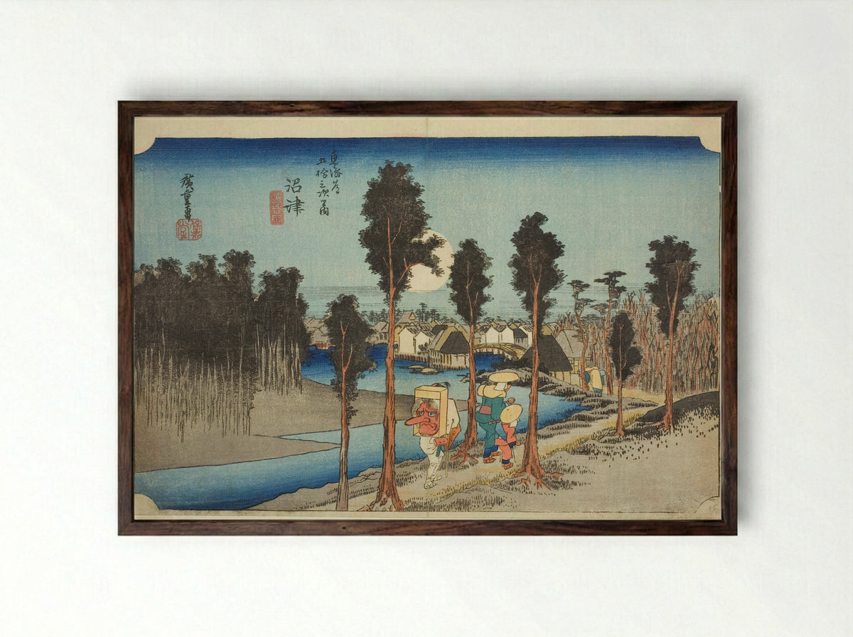 Numazu: Twilight - Utagawa Hiroshige - Framed Print Dark Wood