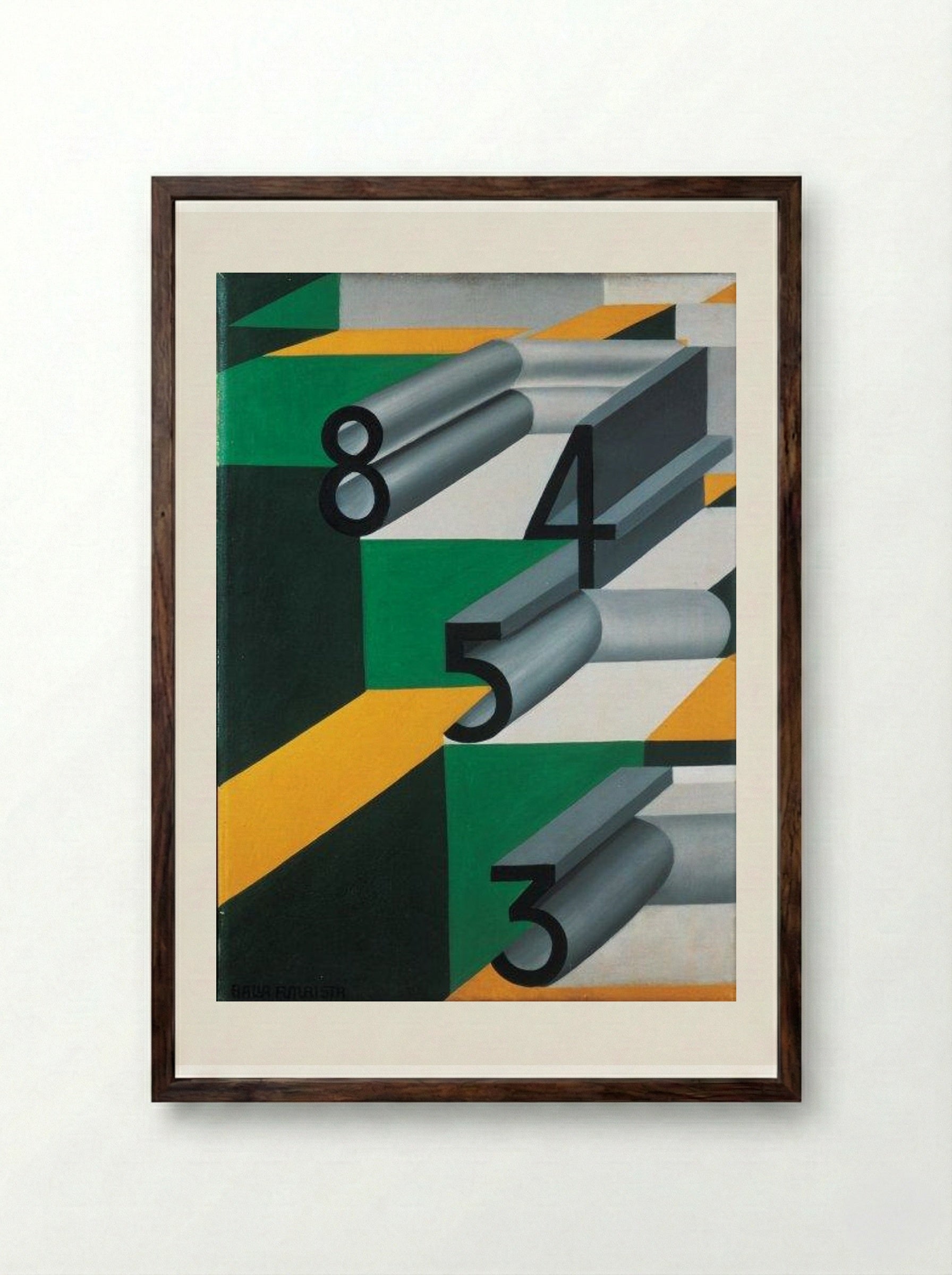 Numbers in Love - Giacomo Balla - Framed Print Dark Wood