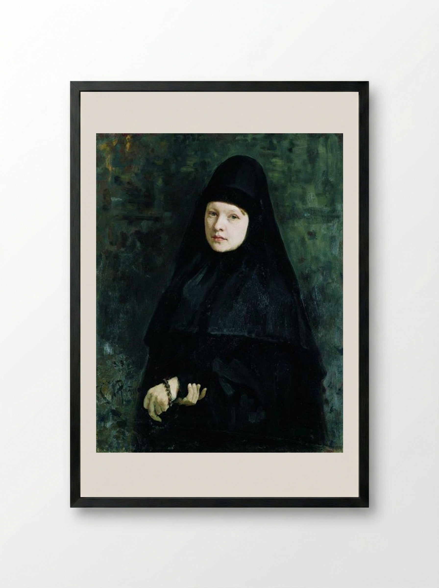 Nun - Ilya Repin - Framed Print Black