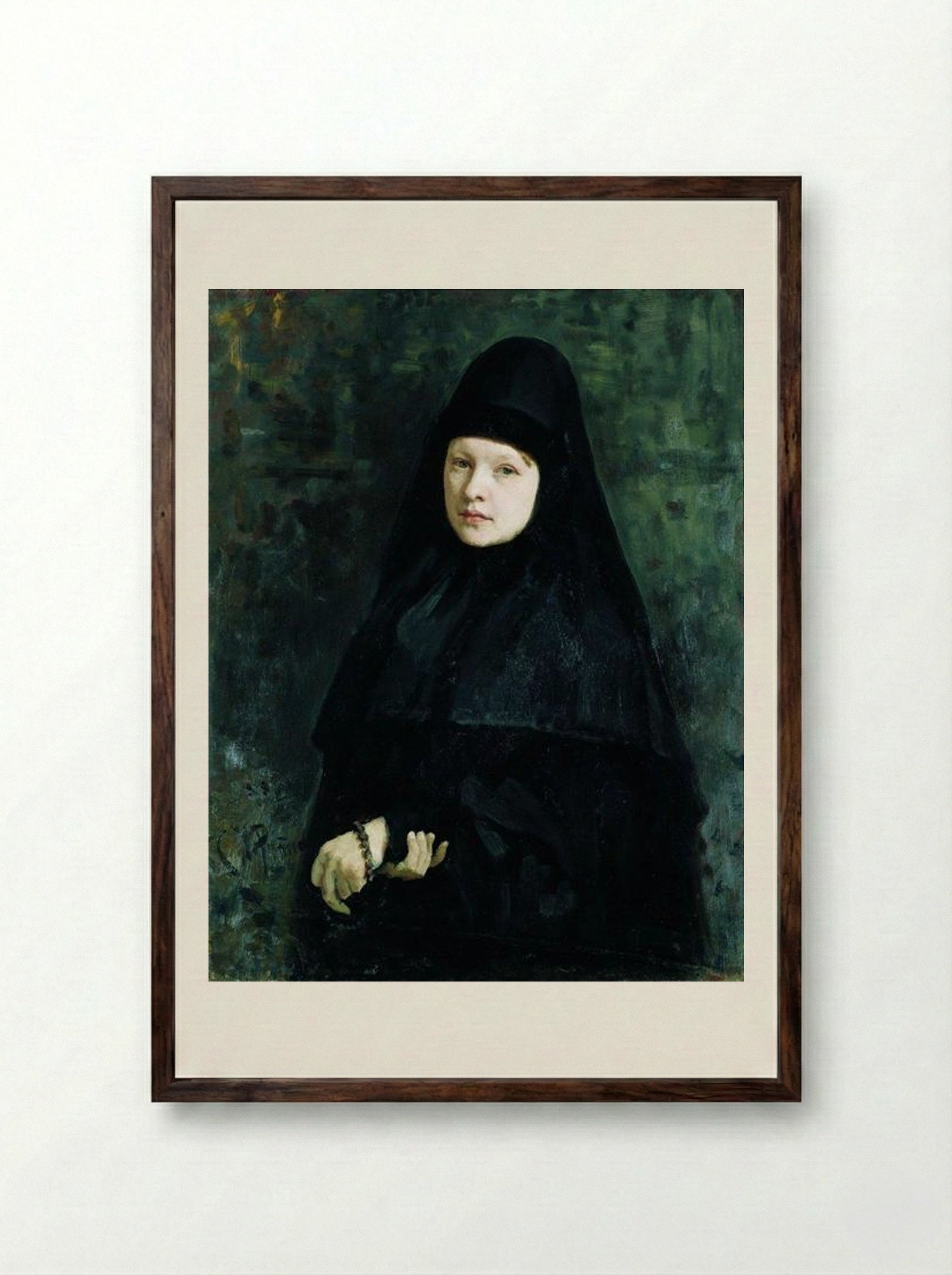 Nun - Ilya Repin - Framed Print Dark Wood