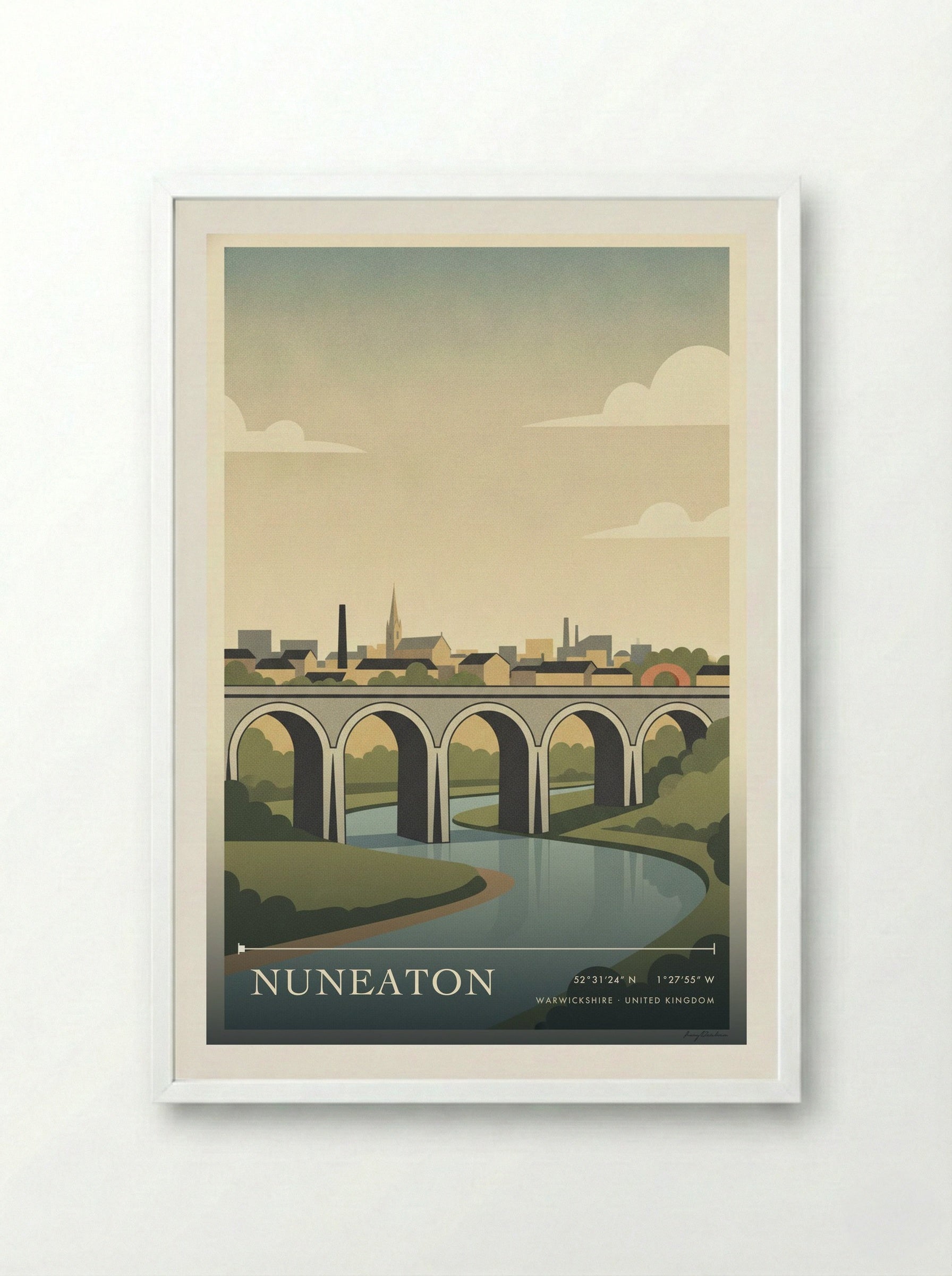 Nuneaton Warwickshire United Kingdom Travel Poster - Framed Print White