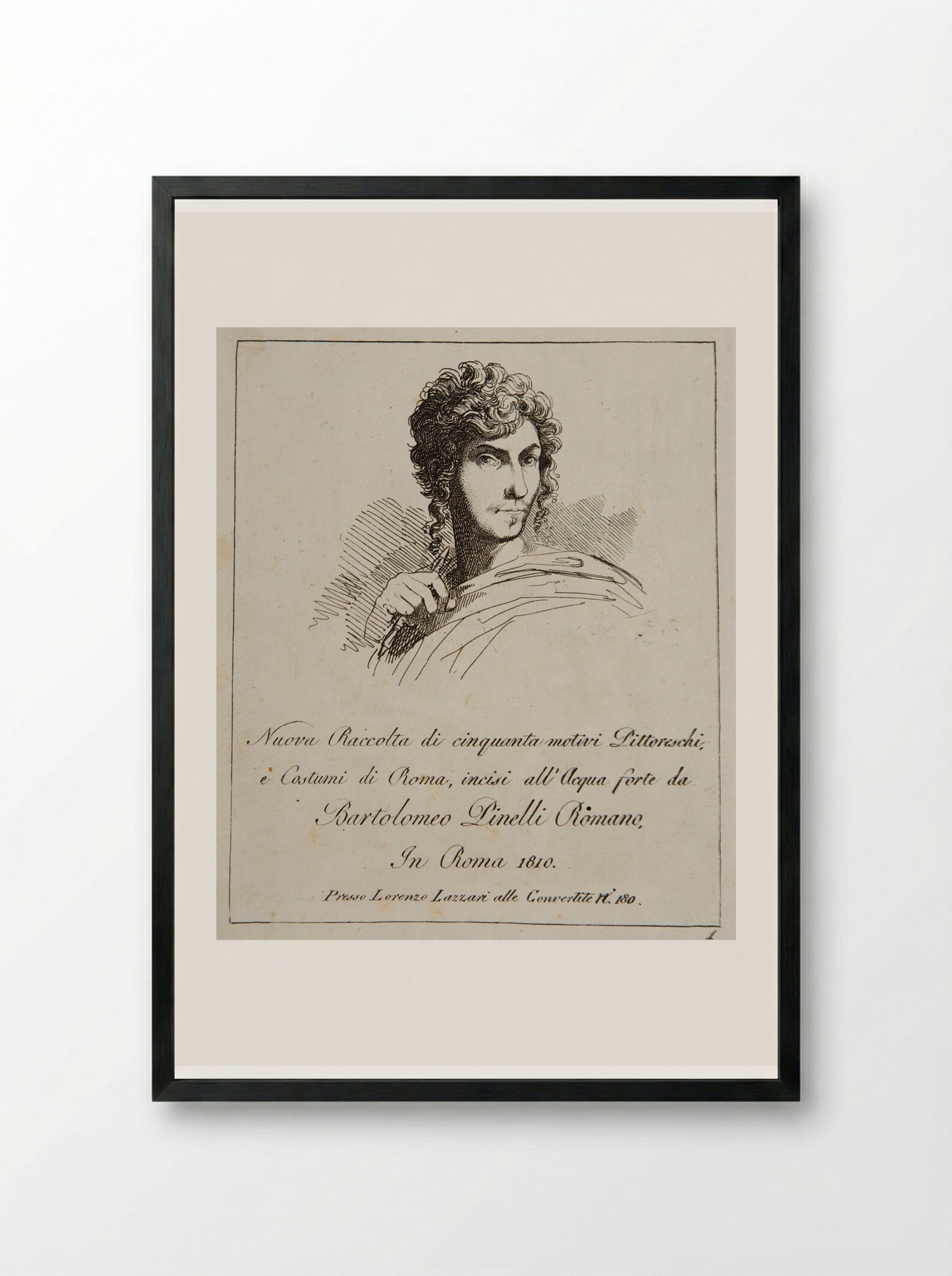 Nuova Raccolta di cinquanta motivi Pittoreschi, e Costumi di Roma - Bartolomeo Pinelli - Framed Print Black