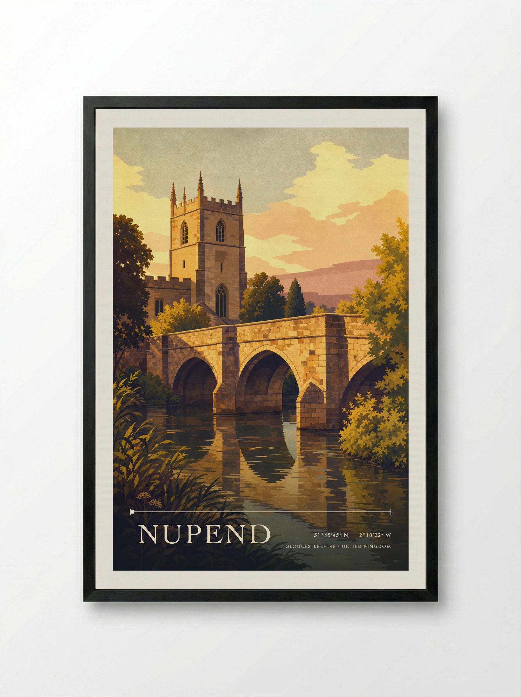 Nupend Gloucestershire United Kingdom Travel Poster - Framed Print Black