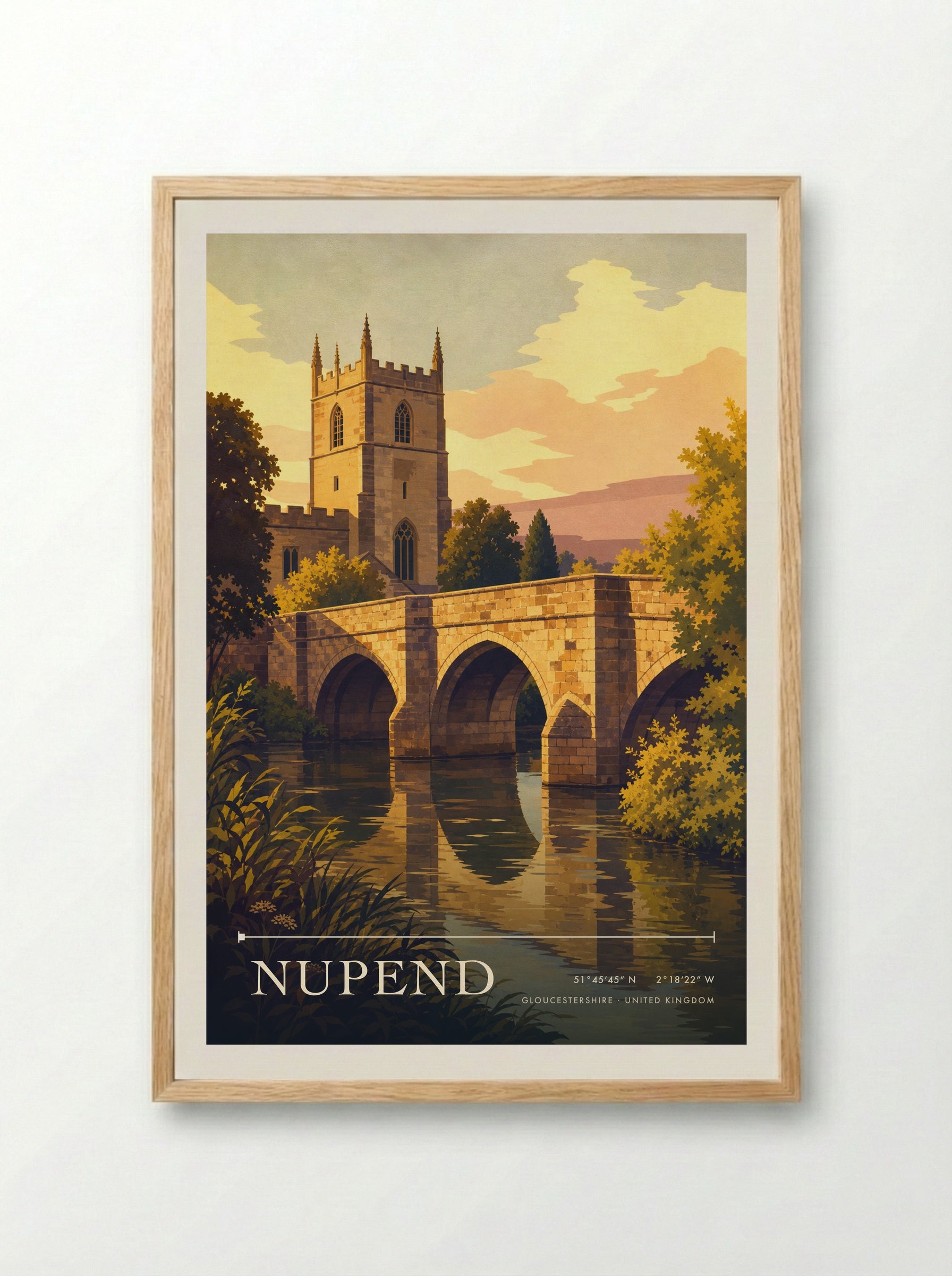 Nupend Gloucestershire United Kingdom Travel Poster - Framed Print Wood