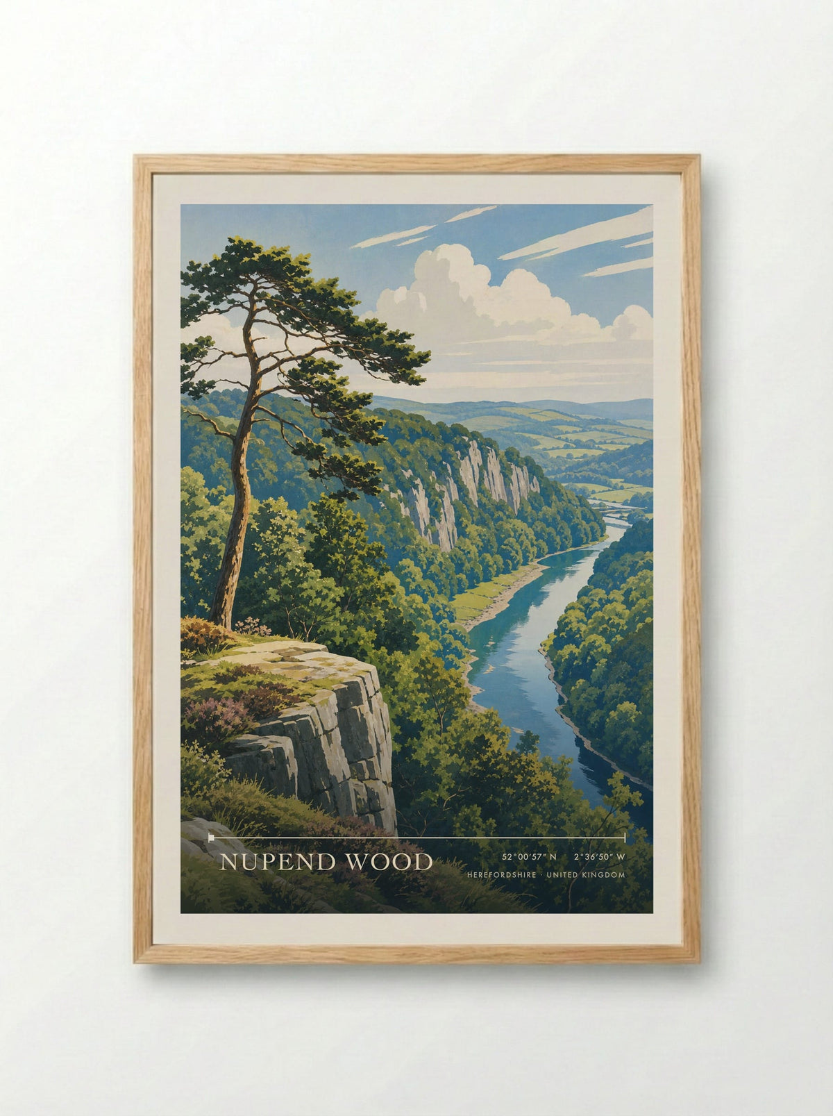 Nupend Wood Herefordshire United Kingdom Travel Poster - Framed Print Wood