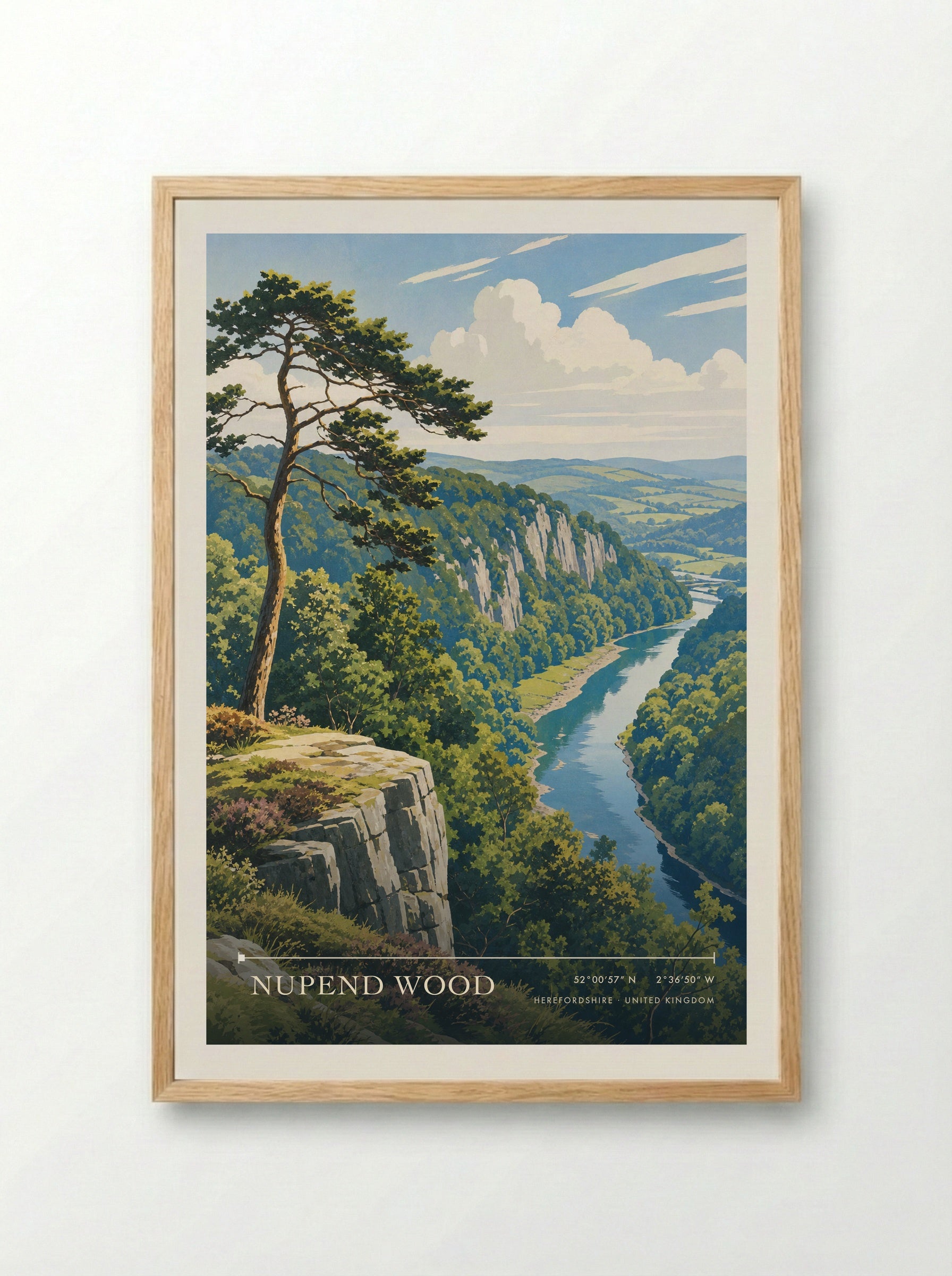 Nupend Wood Herefordshire United Kingdom Travel Poster - Framed Print Wood
