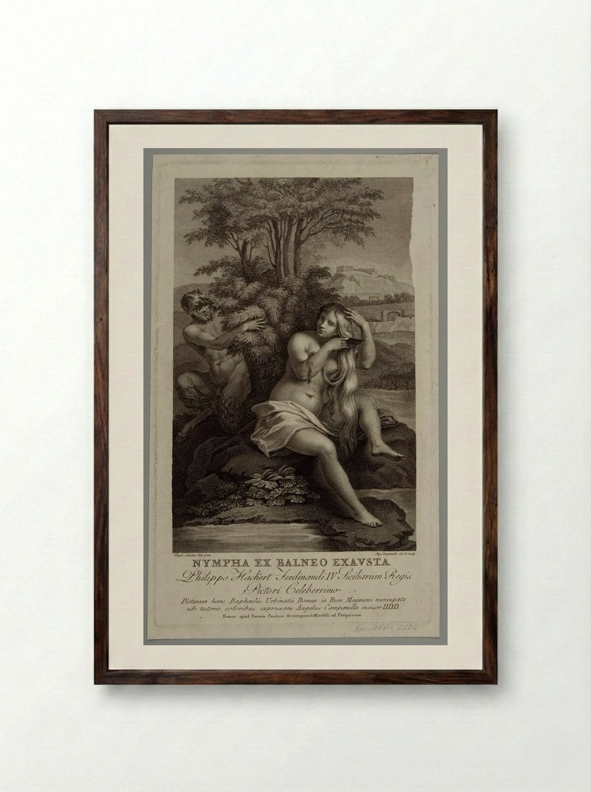 Nympha ex balneo exausta - Angelo Campanella - Framed Print Dark Wood