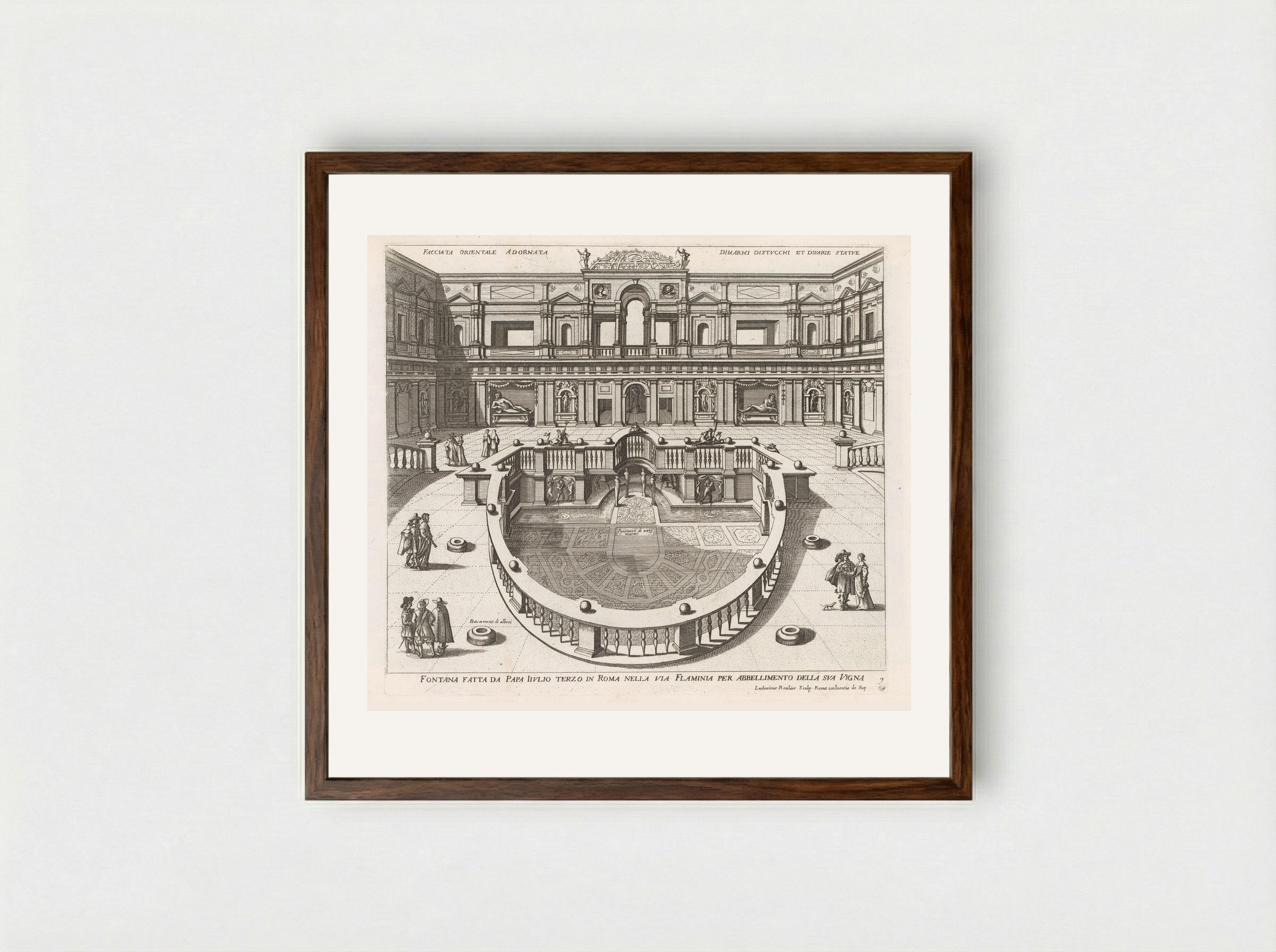 Nymphaeum in the Villa Giulia, Rome - Giovanni Giacomo de' Rossi - Framed Print Dark Wood