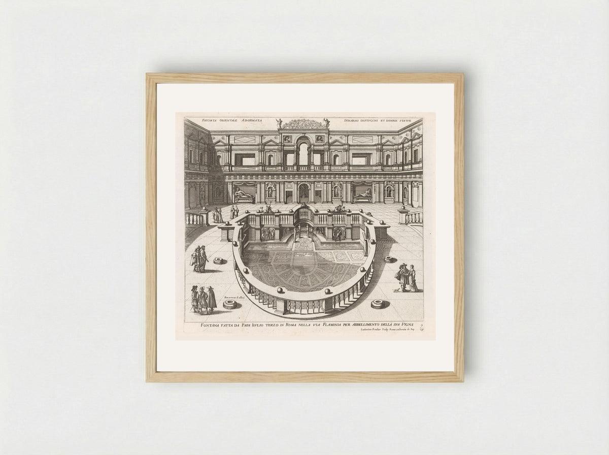 Nymphaeum in the Villa Giulia, Rome - Giovanni Giacomo de' Rossi - Framed Print Wood