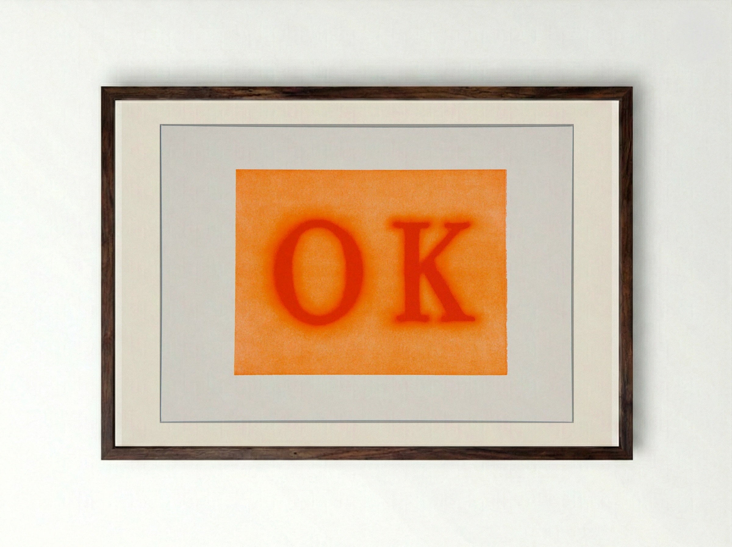 OK (State II) - Edward Ruscha - Framed Print Dark Wood
