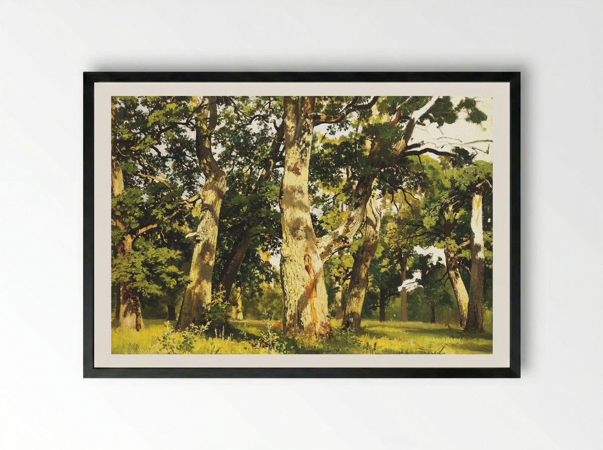 Oaks. Evening - Ivan Shishkin - Framed Print Black