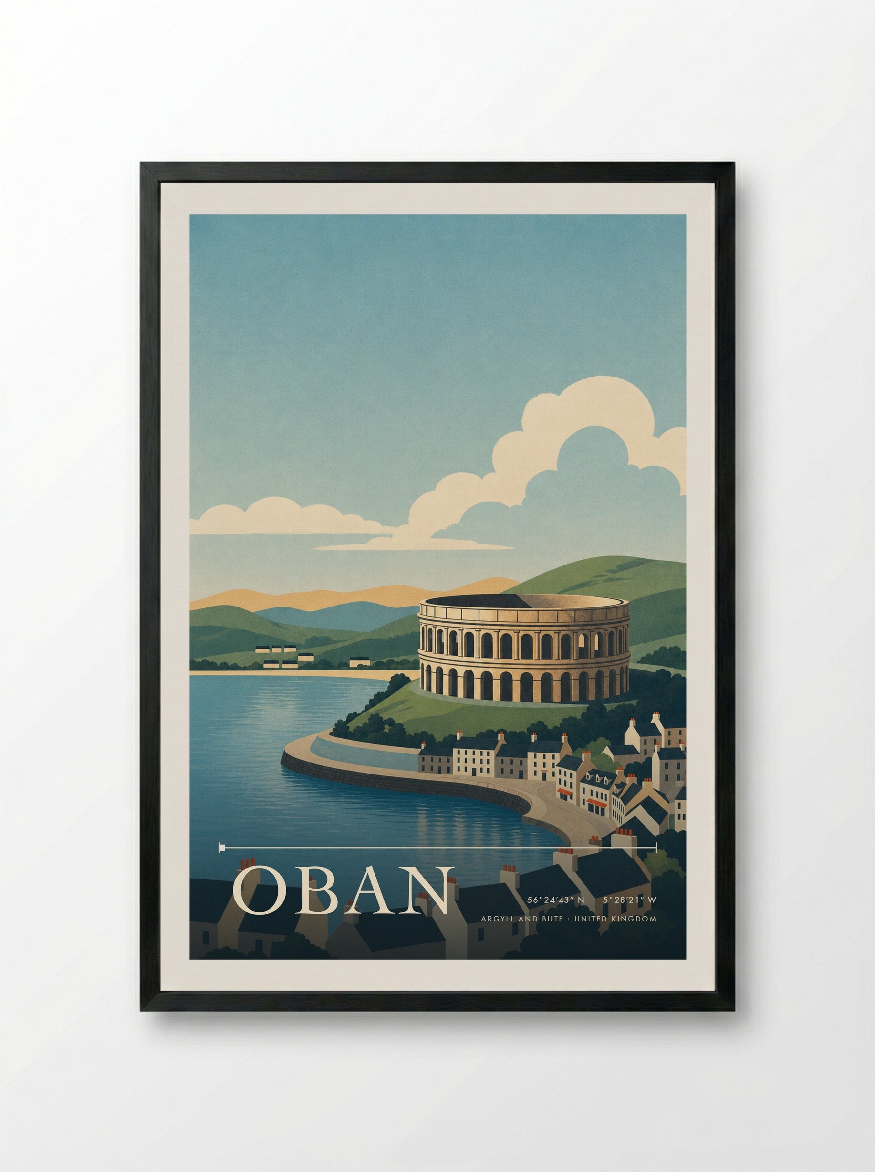 Oban Argyll and Bute United Kingdom Travel Poster - Framed Print Black