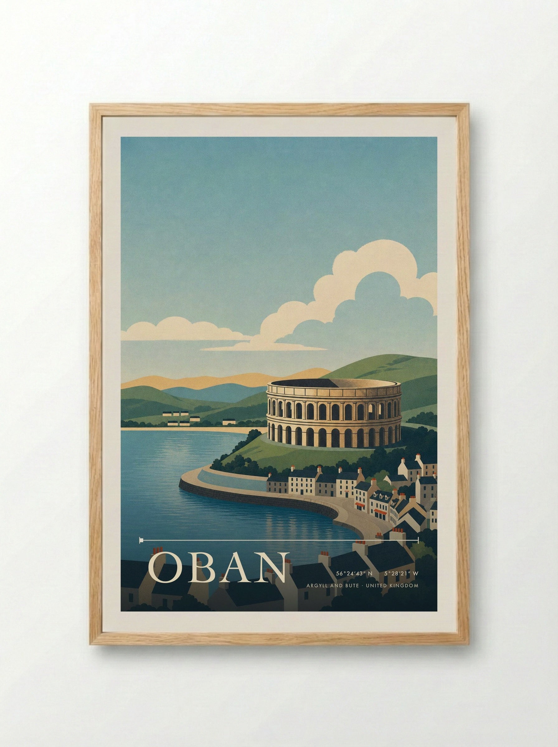 Oban Argyll and Bute United Kingdom Travel Poster - Framed Print Wood