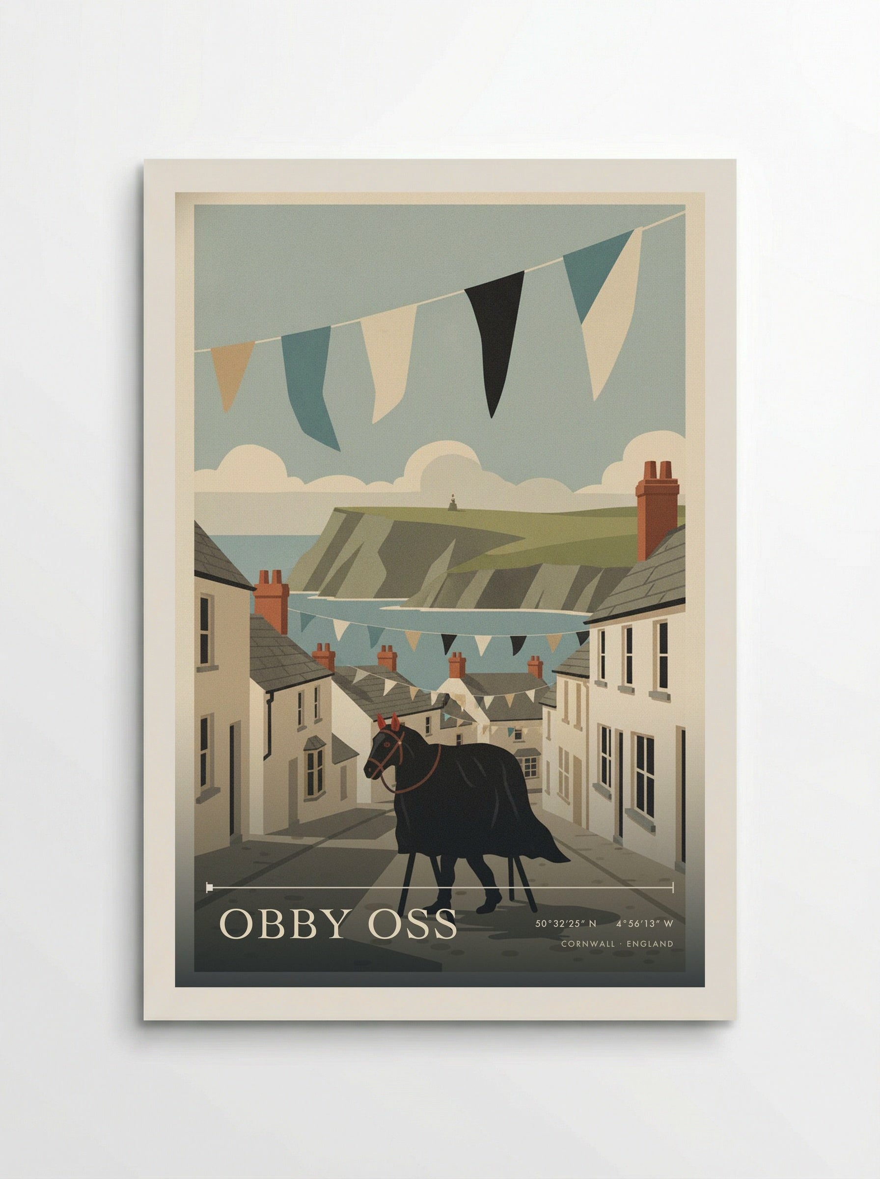Obby Oss Cornwall England Travel Poster - Poster