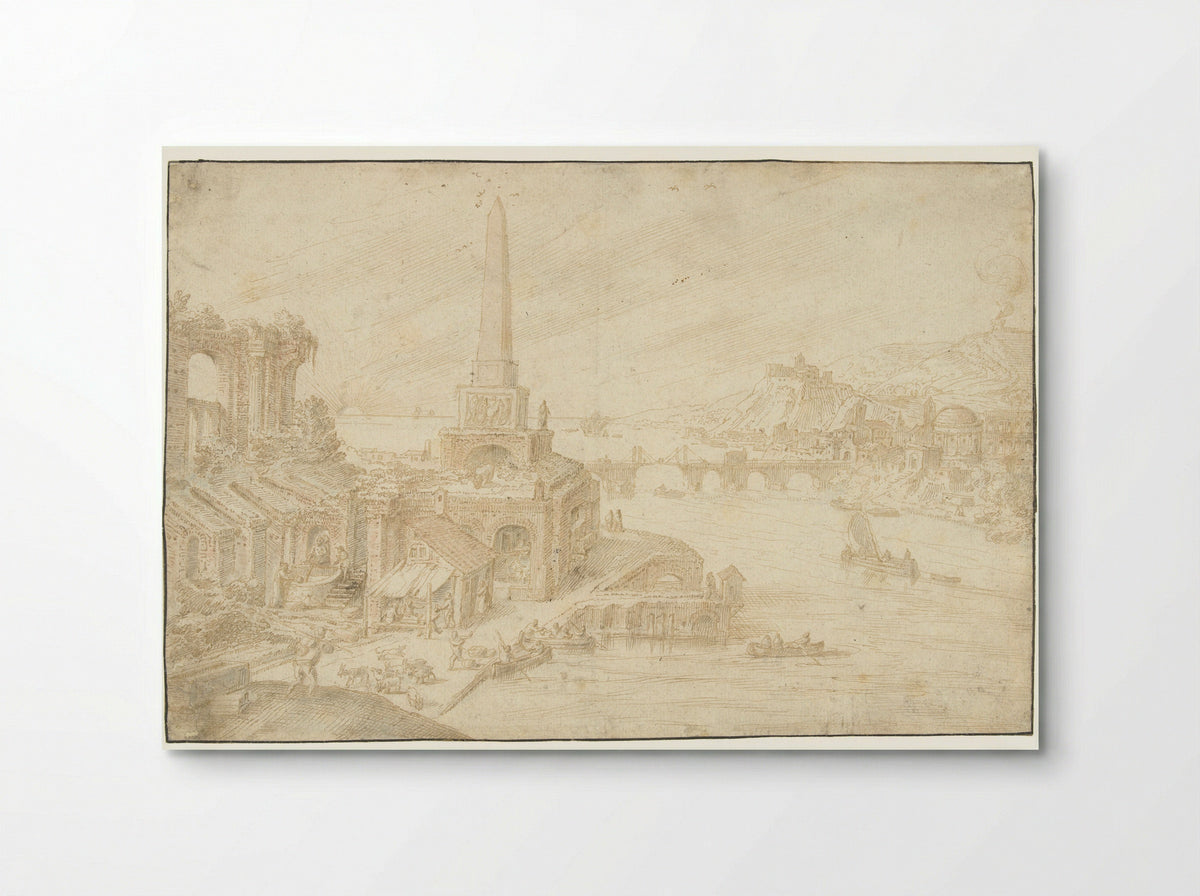 Obelisk Beside Ruins - Hendrick van Cleve III - Poster