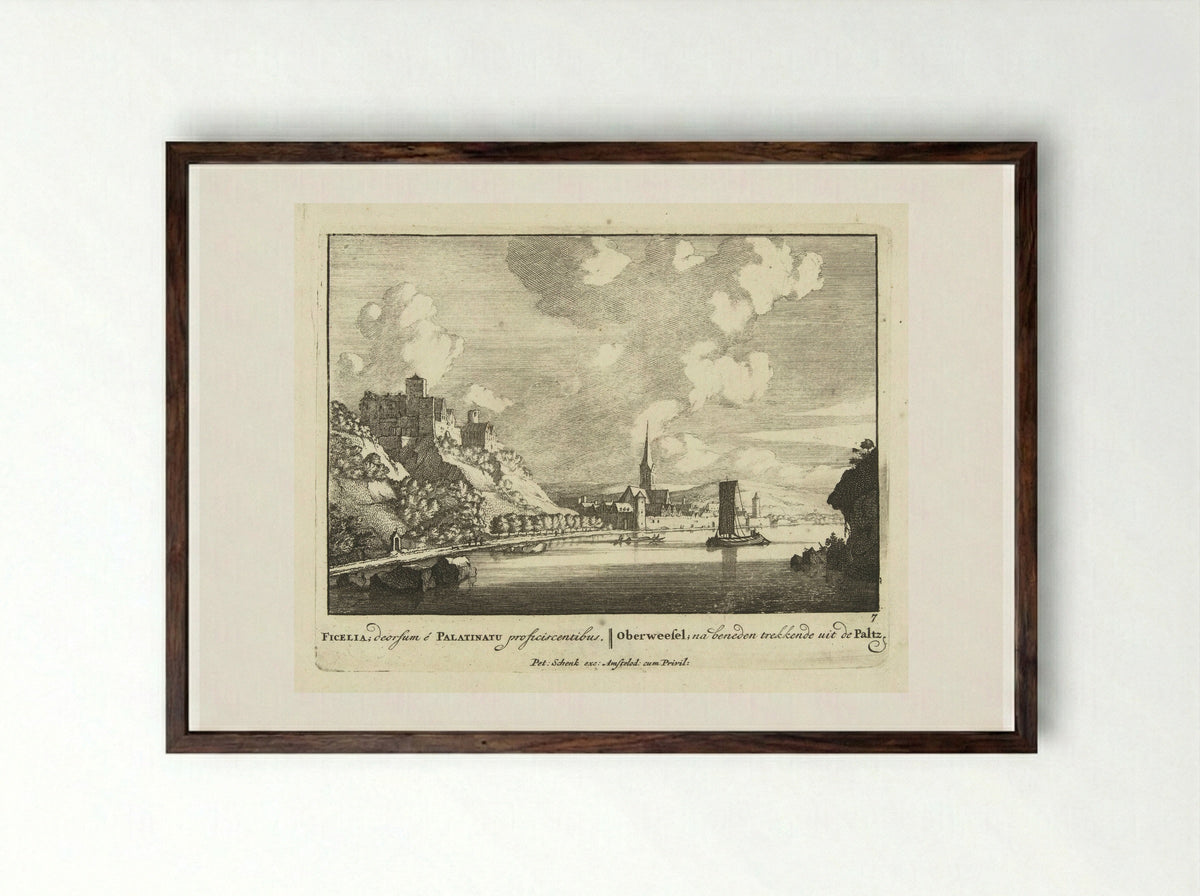 Oberwesel aan de Rijn - Jan van Call (I) - Framed Print Dark Wood