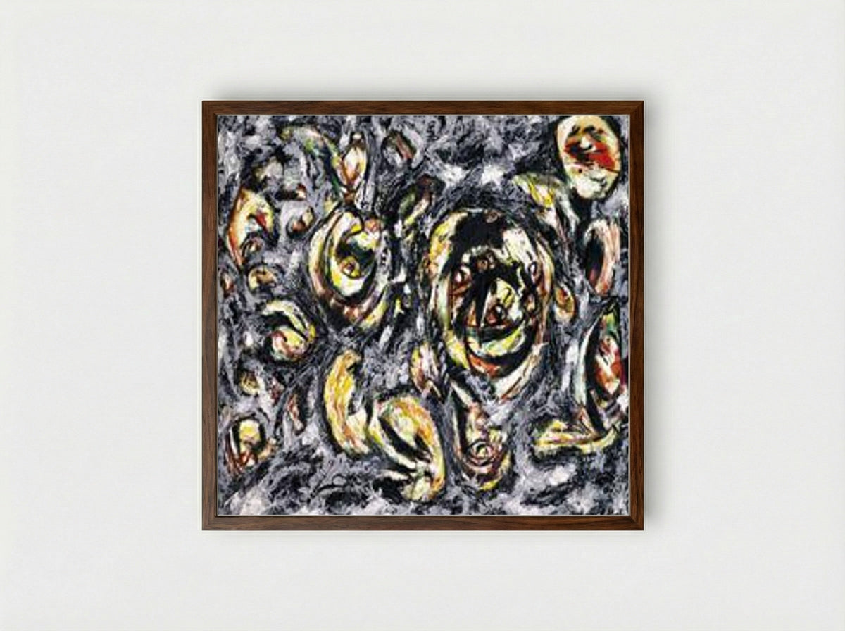 Ocean Greyness - Jackson Pollock - Framed Print Dark Wood
