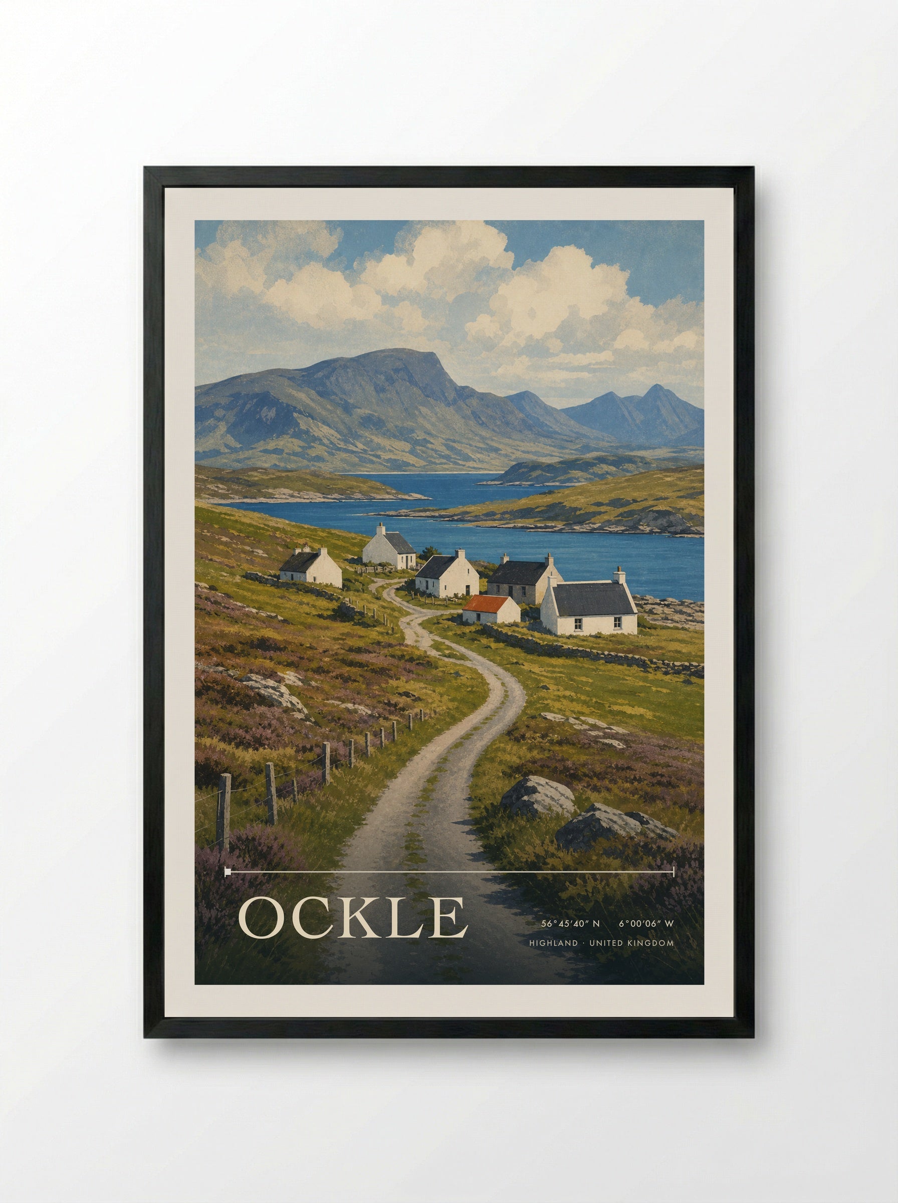 Ockle Highland United Kingdom Travel Poster - Framed Print Black
