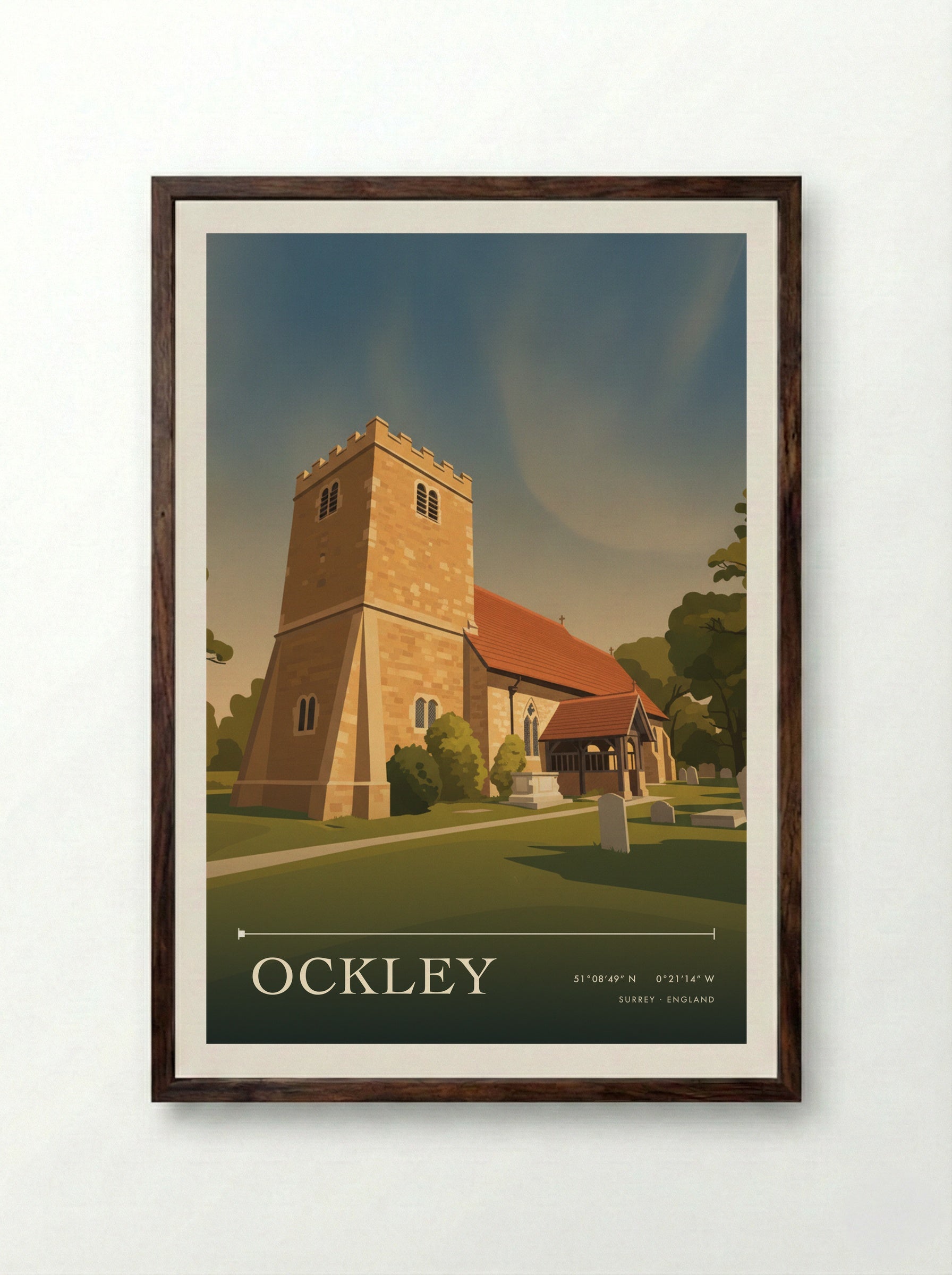 Ockley Surrey England Travel Poster - Framed Print Dark Wood