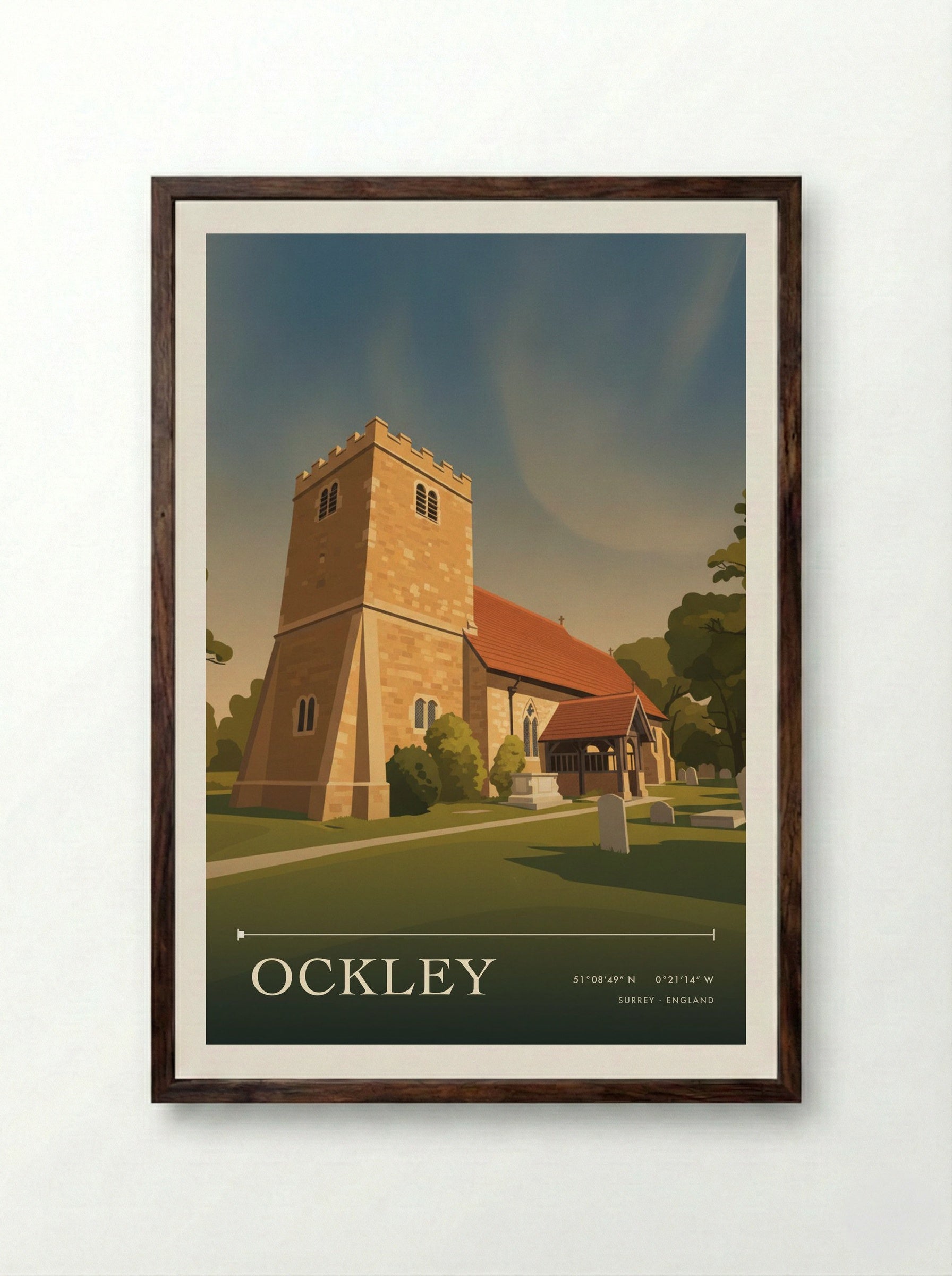 Ockley Surrey England Travel Poster - Framed Print Dark Wood