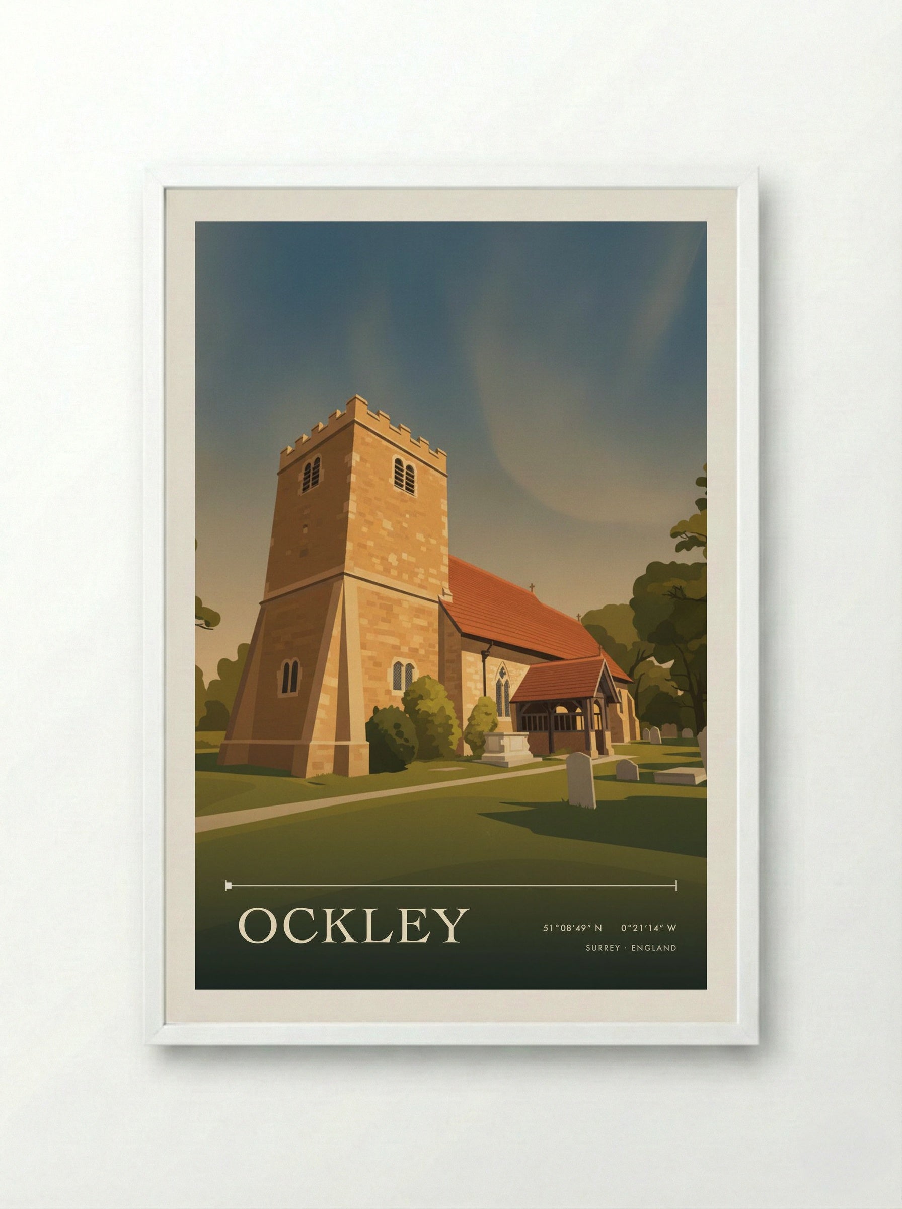Ockley Surrey England Travel Poster - Framed Print White