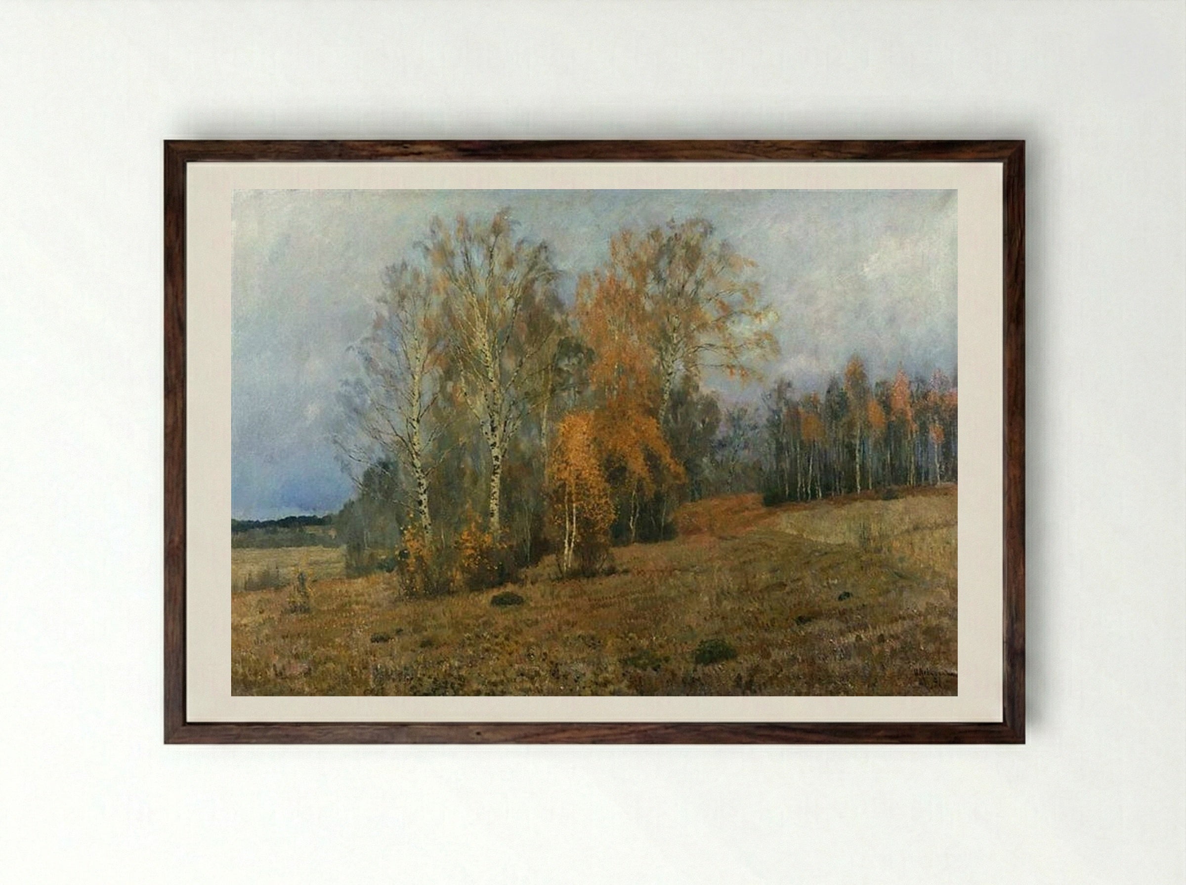 October (Autumn) - Isaac Levitan - Framed Print Dark Wood