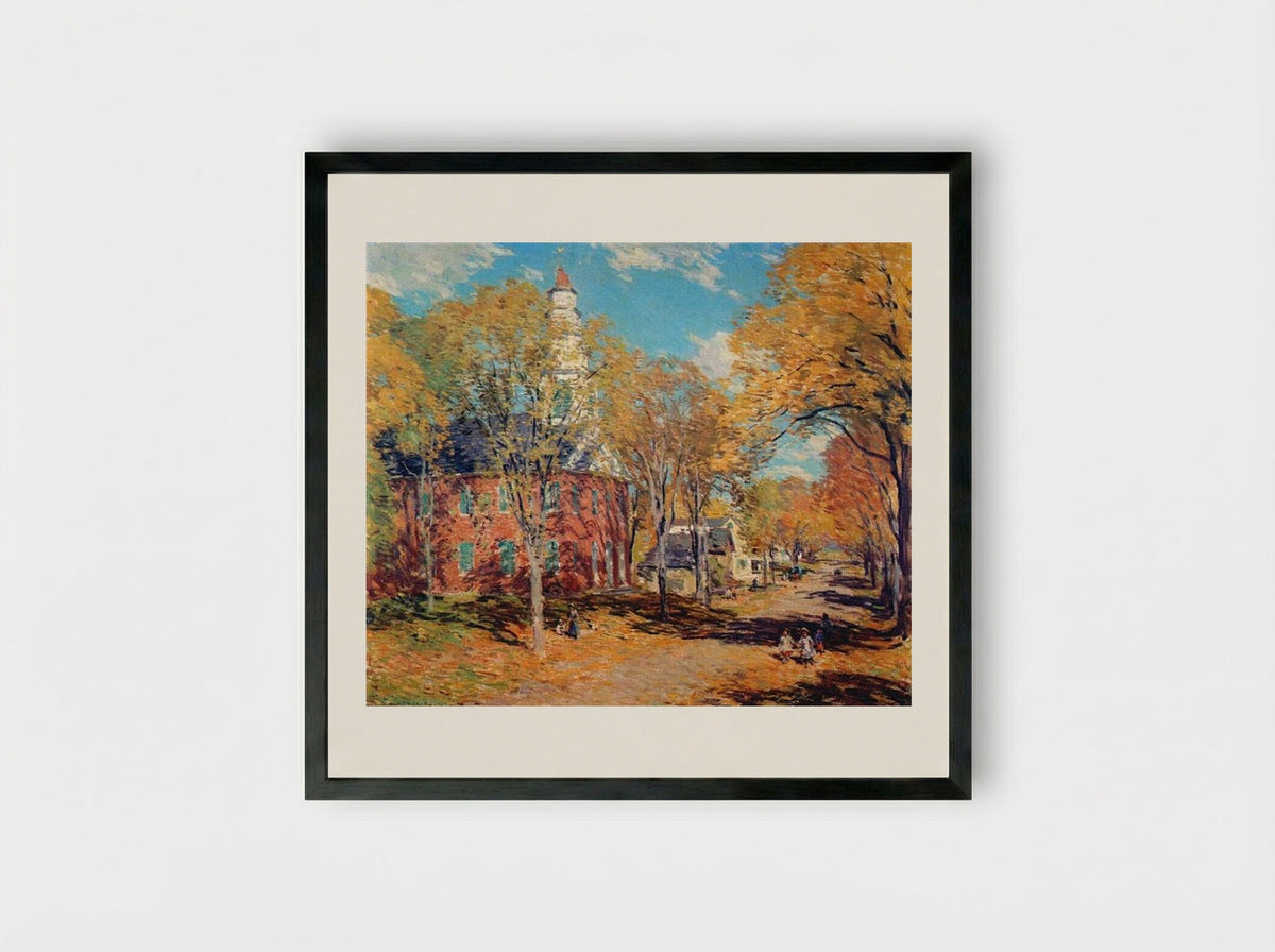 October Morning, Deerfield - Willard Metcalf - Framed Print Black
