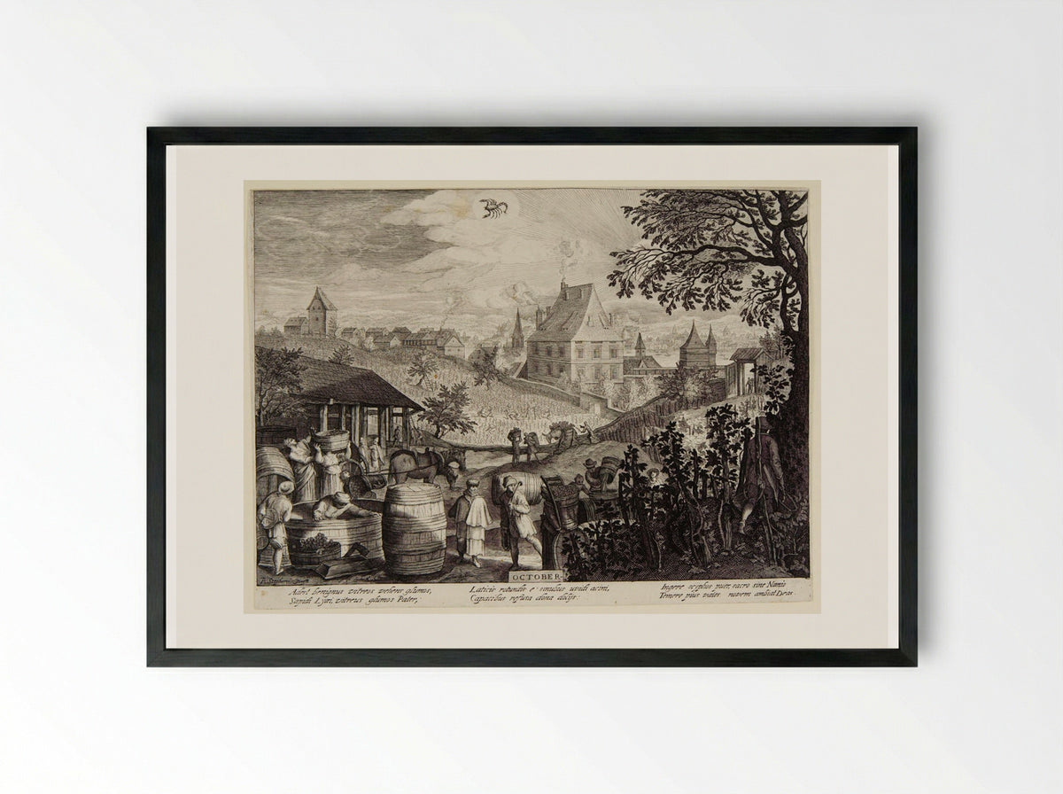 October - Aegidius Sadeler II - Framed Print Black