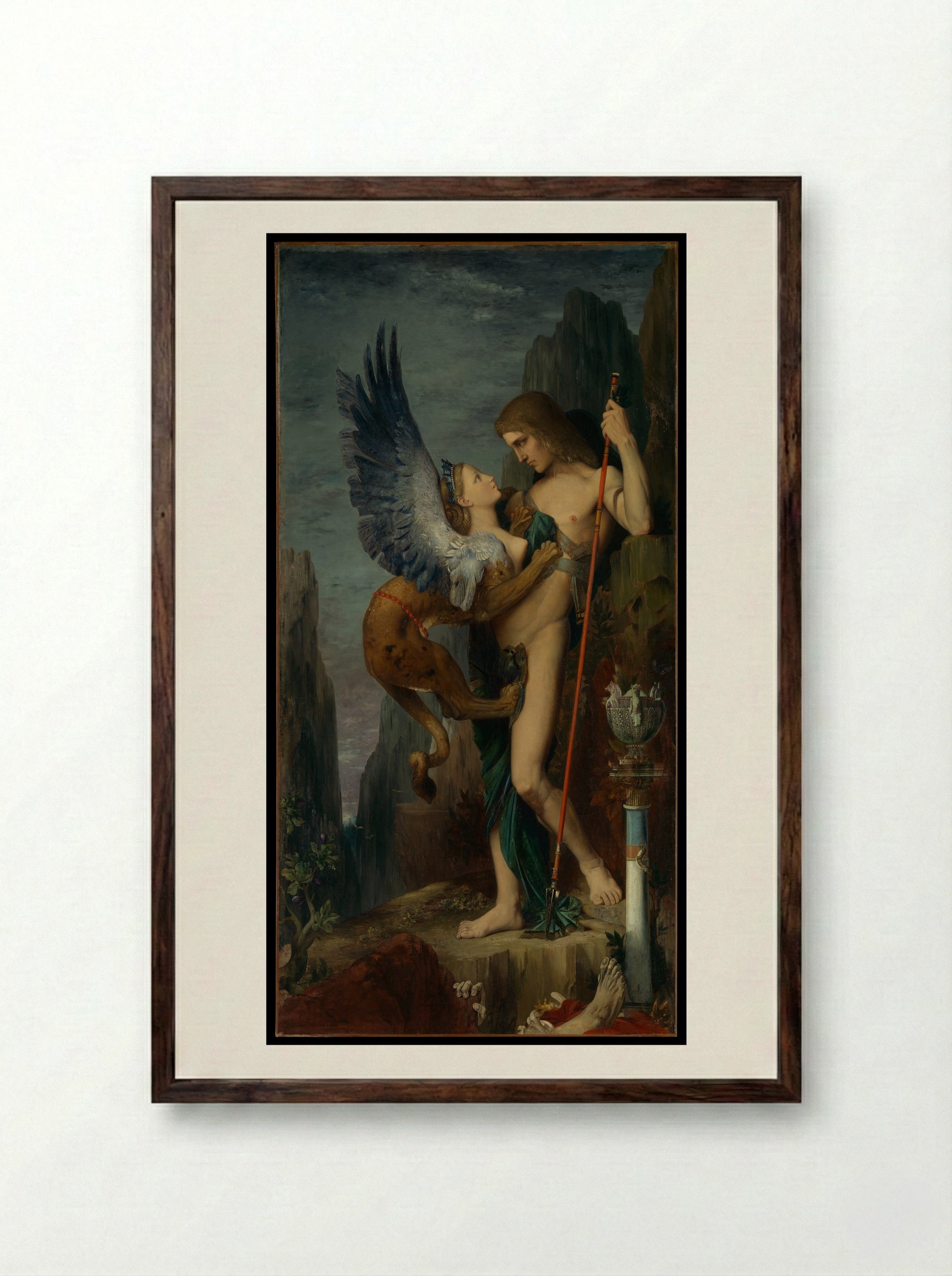 Oedipus and the Sphinx - Gustave Moreau - Framed Print Dark Wood