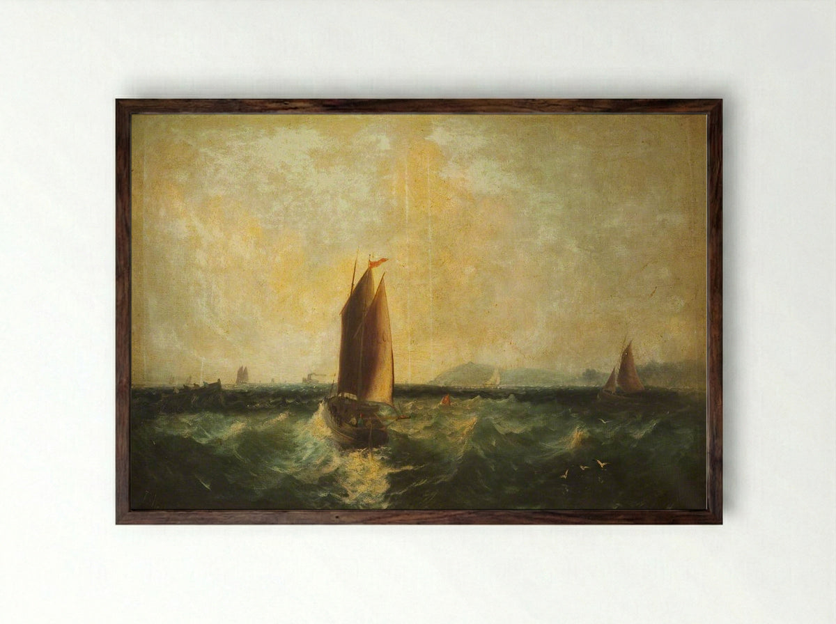 Off Ramsey Bay - James Webb - Framed Print Dark Wood