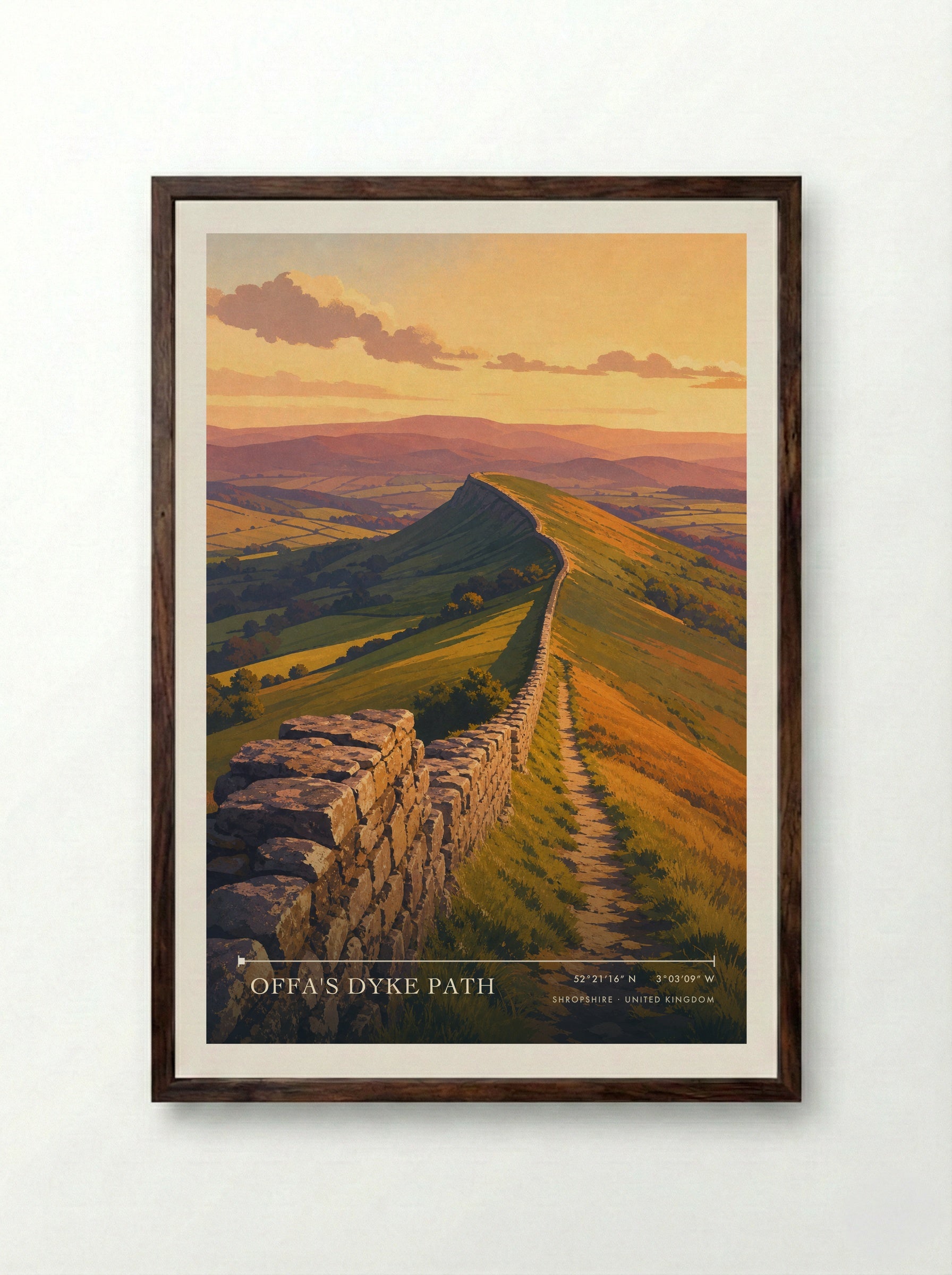 Offa's Dyke Path Shropshire United Kingdom Travel Poster - Framed Print Dark Wood