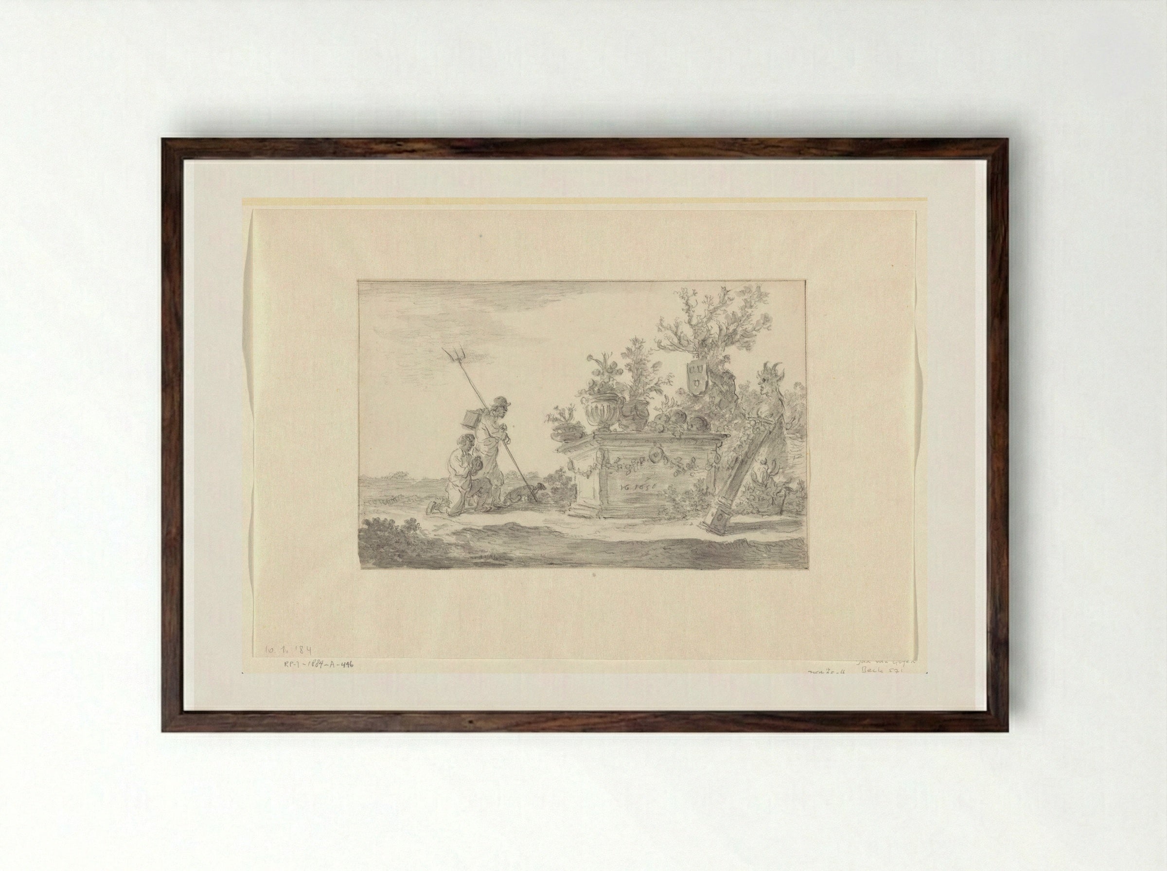 Offerande aan de schilderkunst - Jan van Goyen - Framed Print Dark Wood