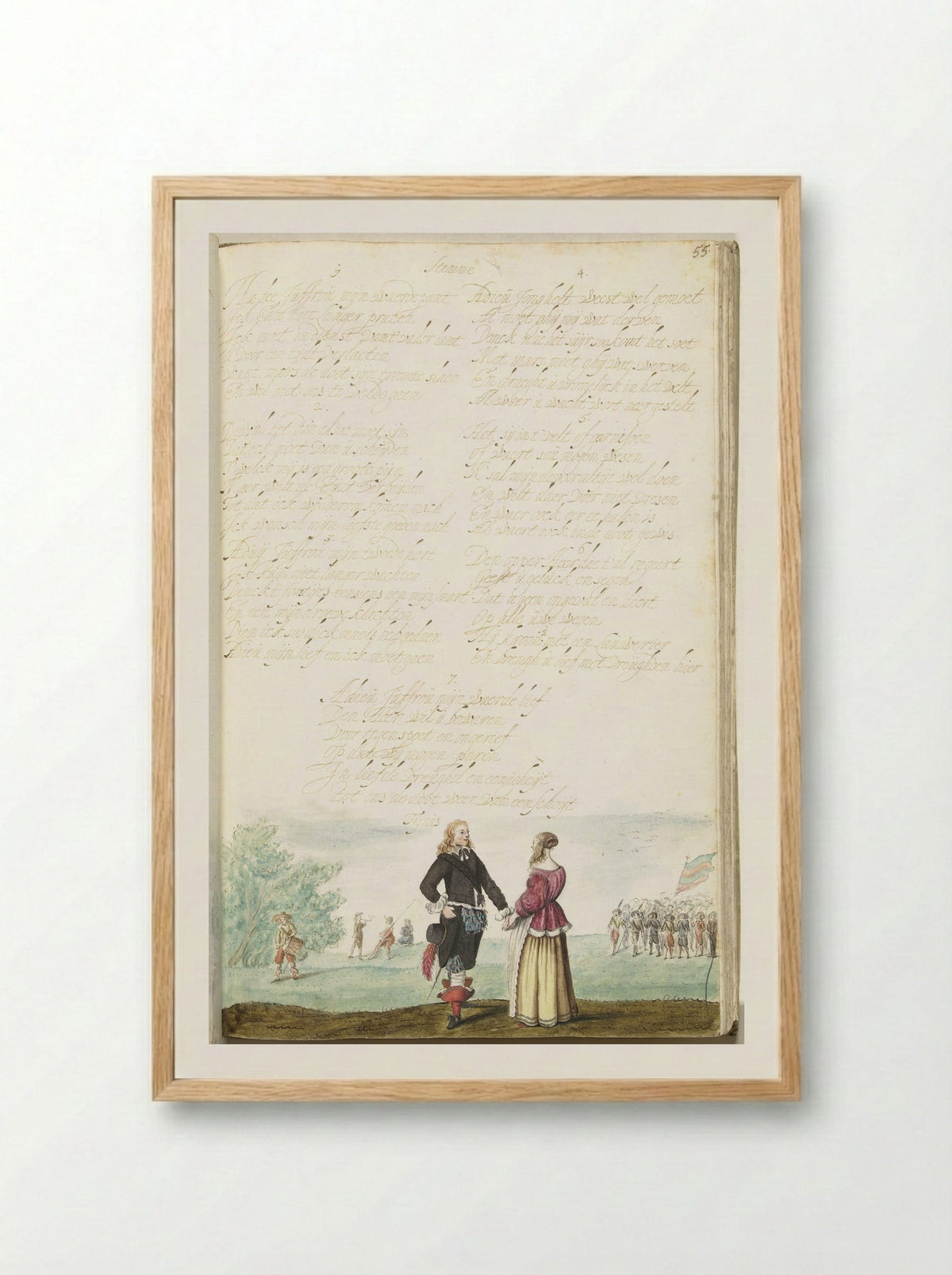 Officer Taking Leave of a Lady - Gesina ter Borch - Framed Print Wood