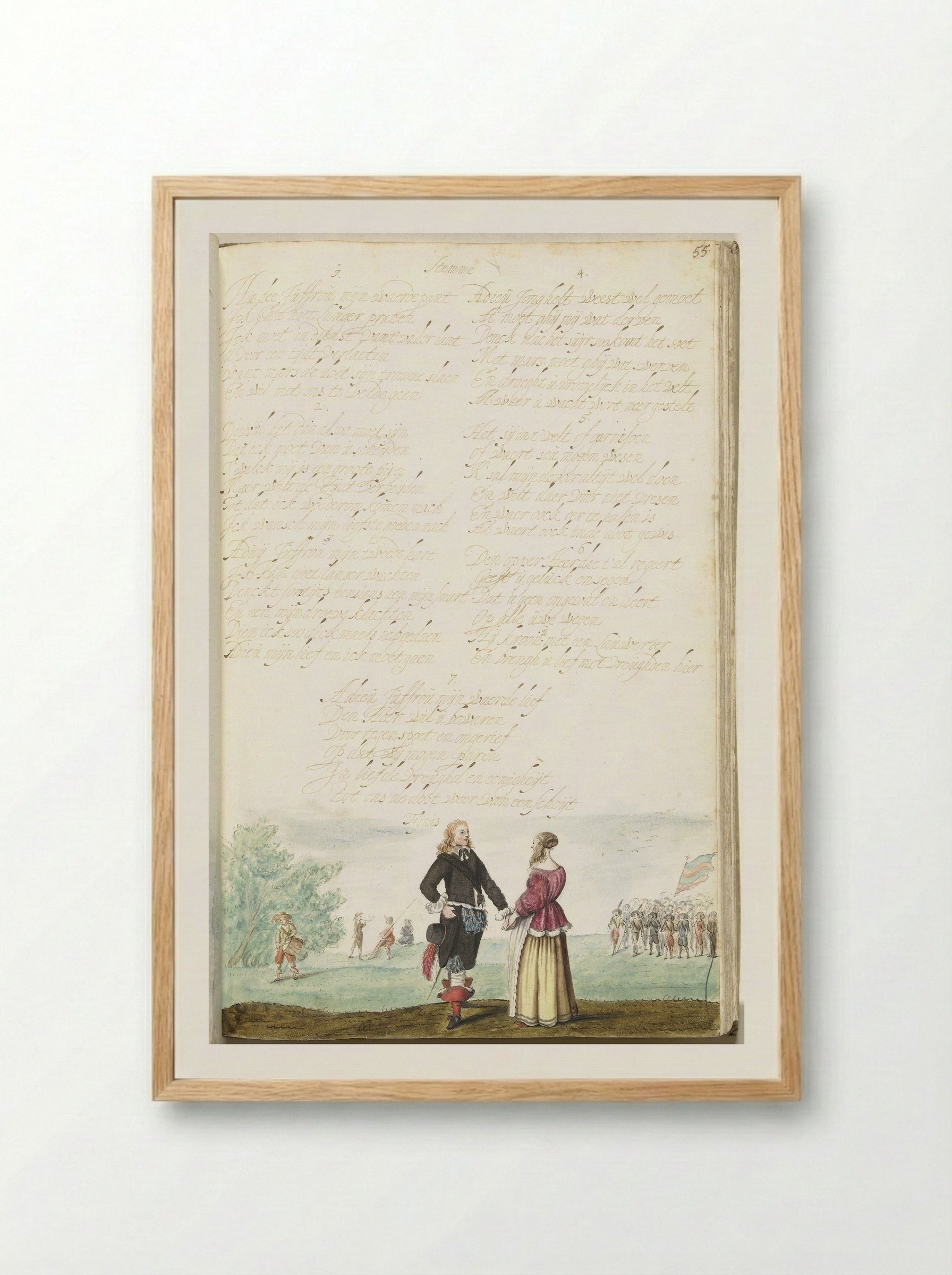 Officer Taking Leave of a Lady - Gesina ter Borch - Framed Print Wood