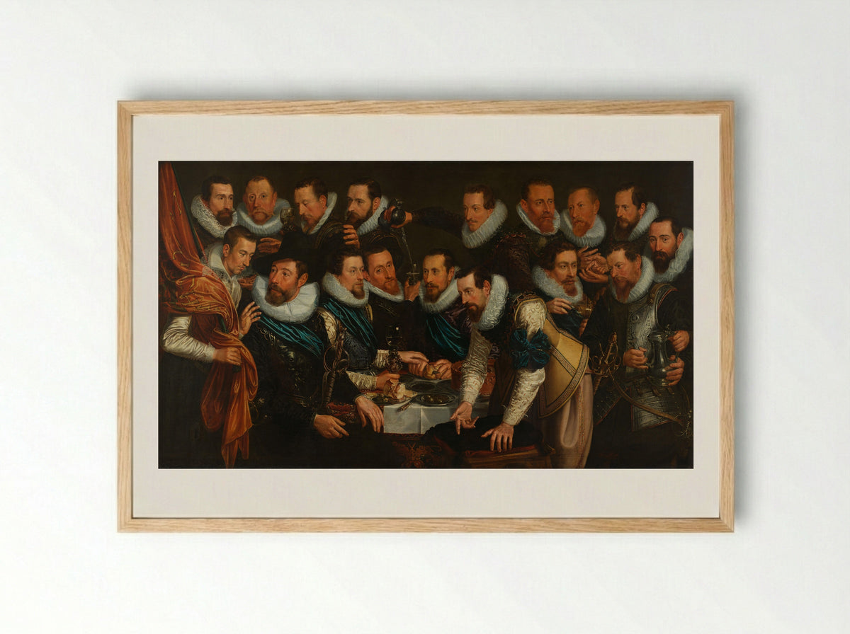 Officers and Other Civic Guardsmen of District XI in Amsterdam - Jan Tengnagel - Framed Print Wood