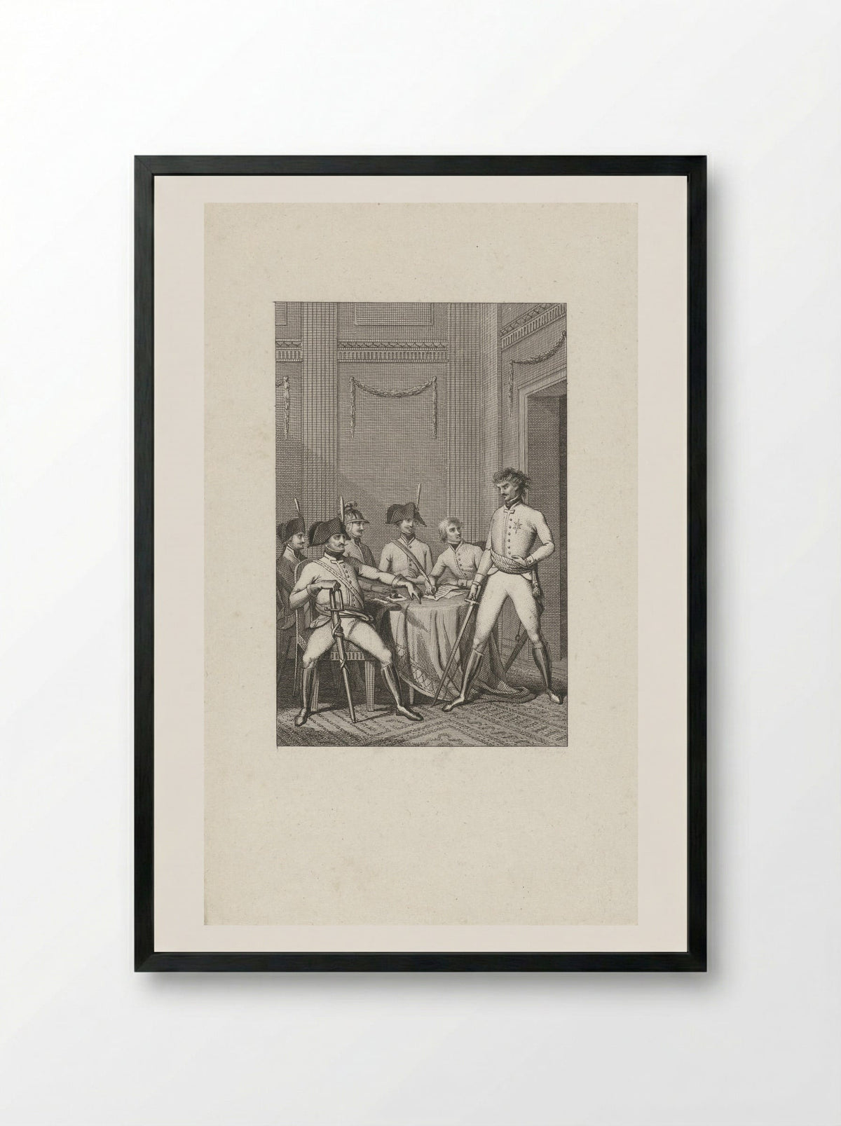 Officieren in een interieur - Jacob Ernst Marcus - Framed Print Black