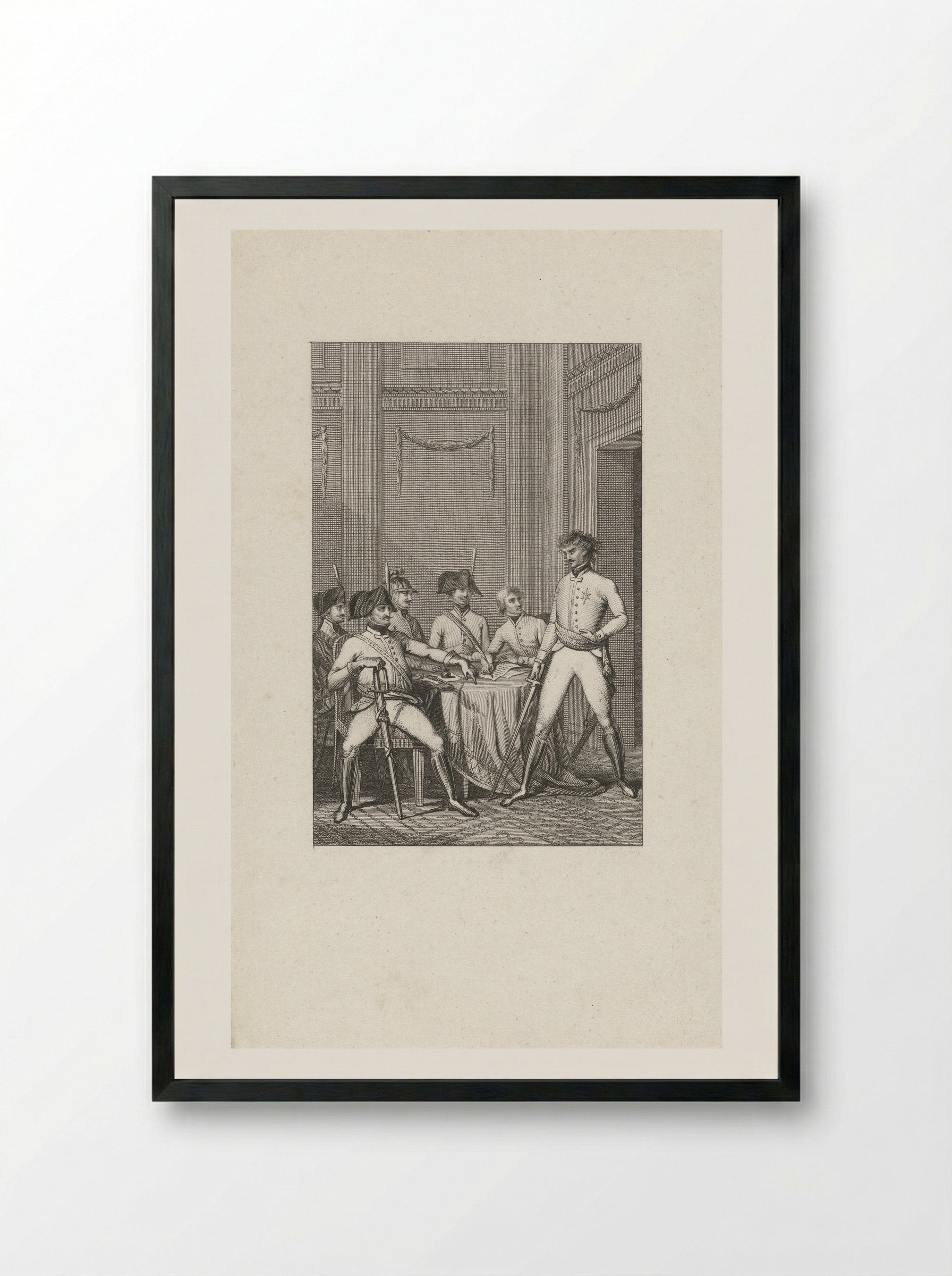 Officieren in een interieur - Jacob Ernst Marcus - Framed Print Black