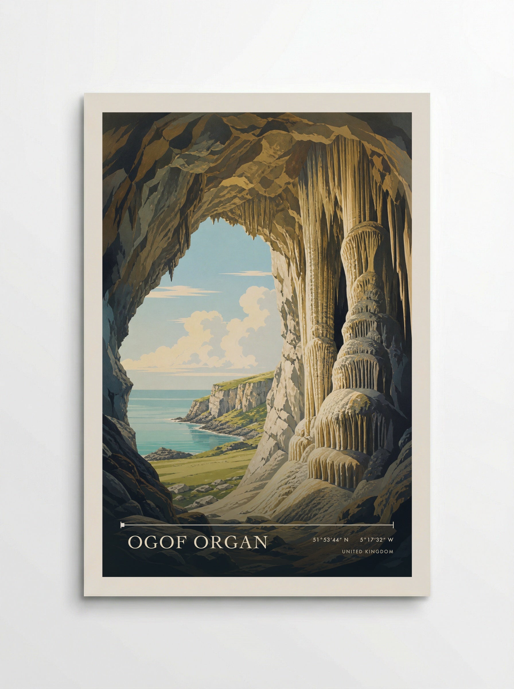 Ogof Organ United Kingdom Travel Poster - Poster