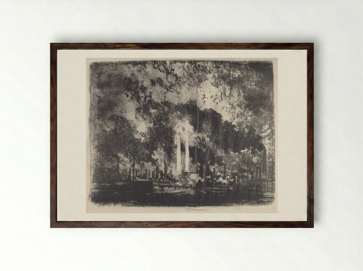 Oil Refining, Whiting, Indiana - Joseph Pennell - Framed Print Dark Wood