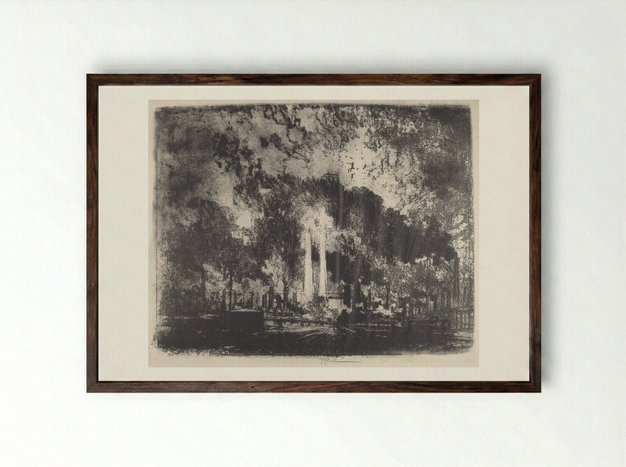 Oil Refining, Whiting, Indiana - Joseph Pennell - Framed Print Dark Wood