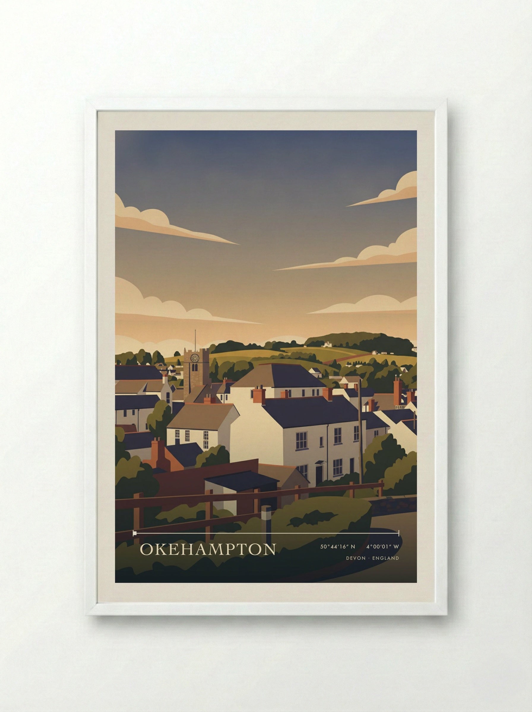 Okehampton Devon England Travel Poster - Framed Print White