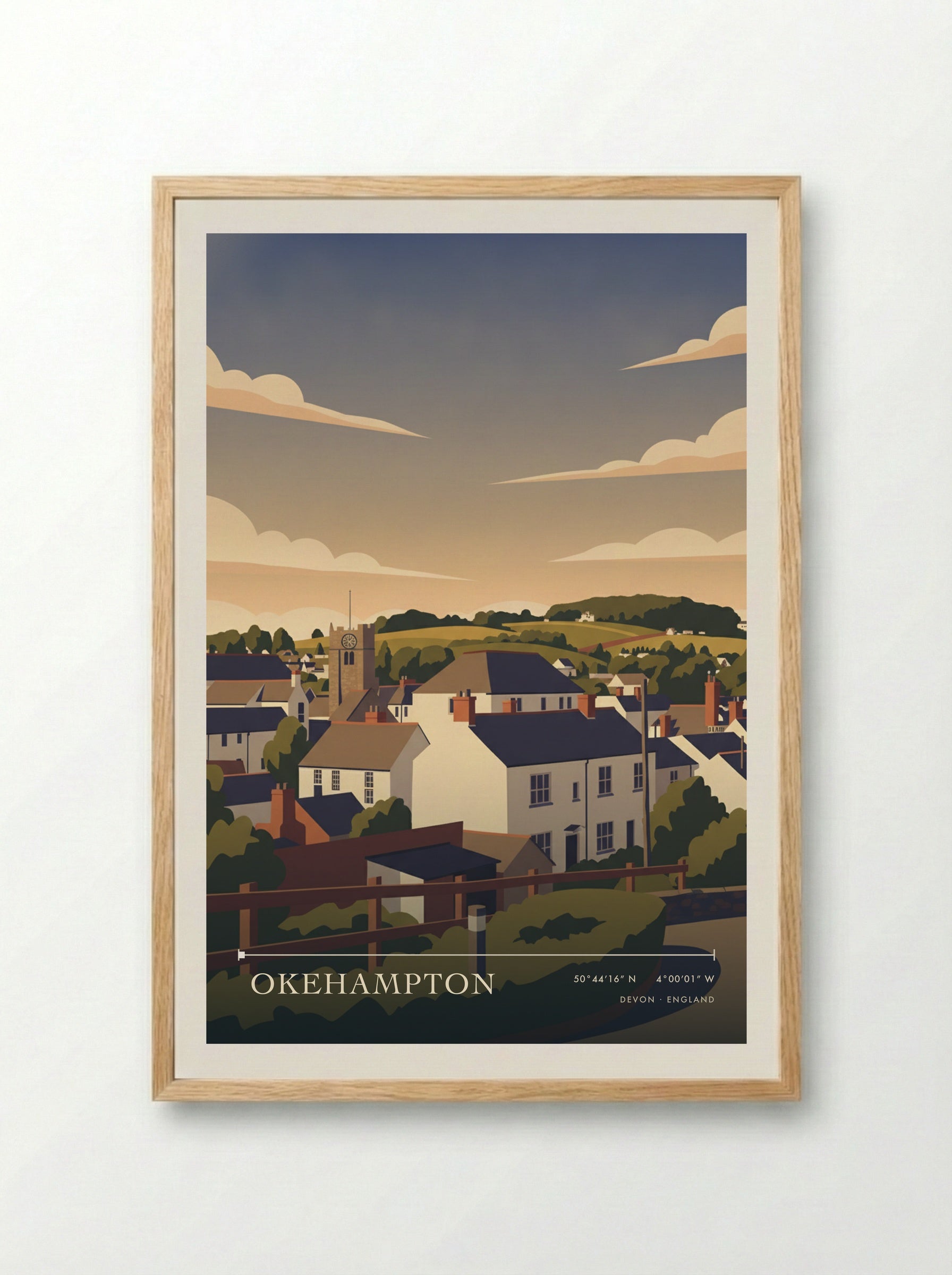 Okehampton Devon England Travel Poster - Framed Print Wood