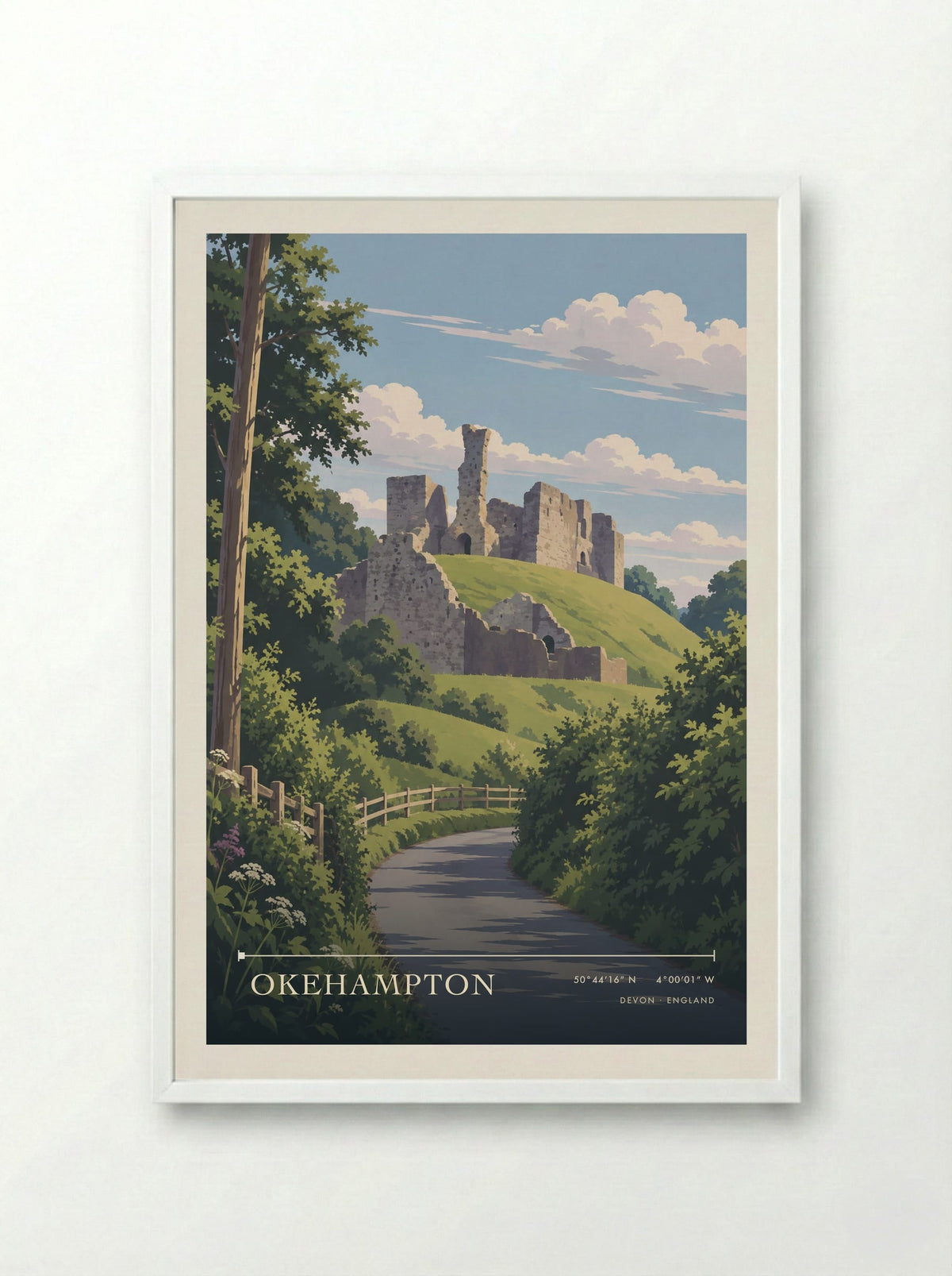 Okehampton Devon | Travel Poster - Framed Print White
