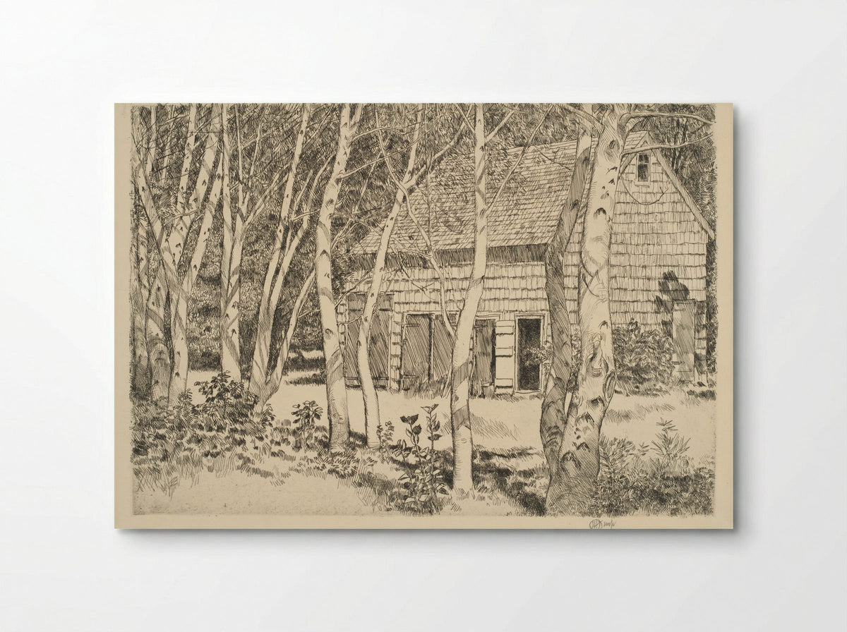 Old Barn and Birches - Childe Hassam - Poster