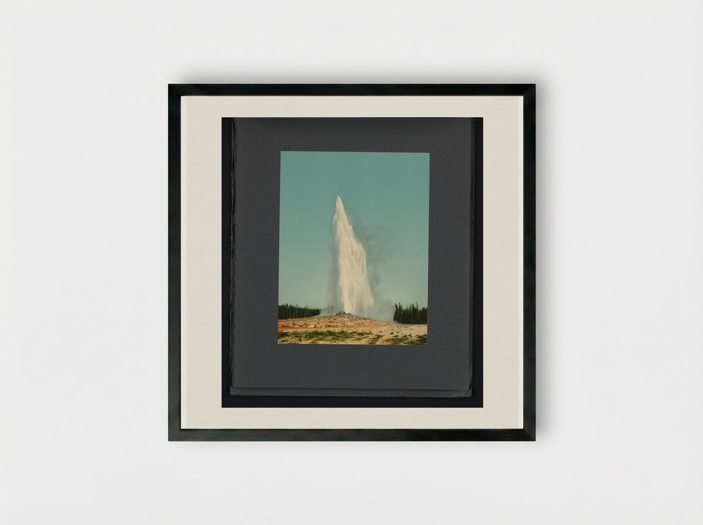 Old Faithful Geyser, Yellowstone National Park - William Henry Jackson - Framed Print Black