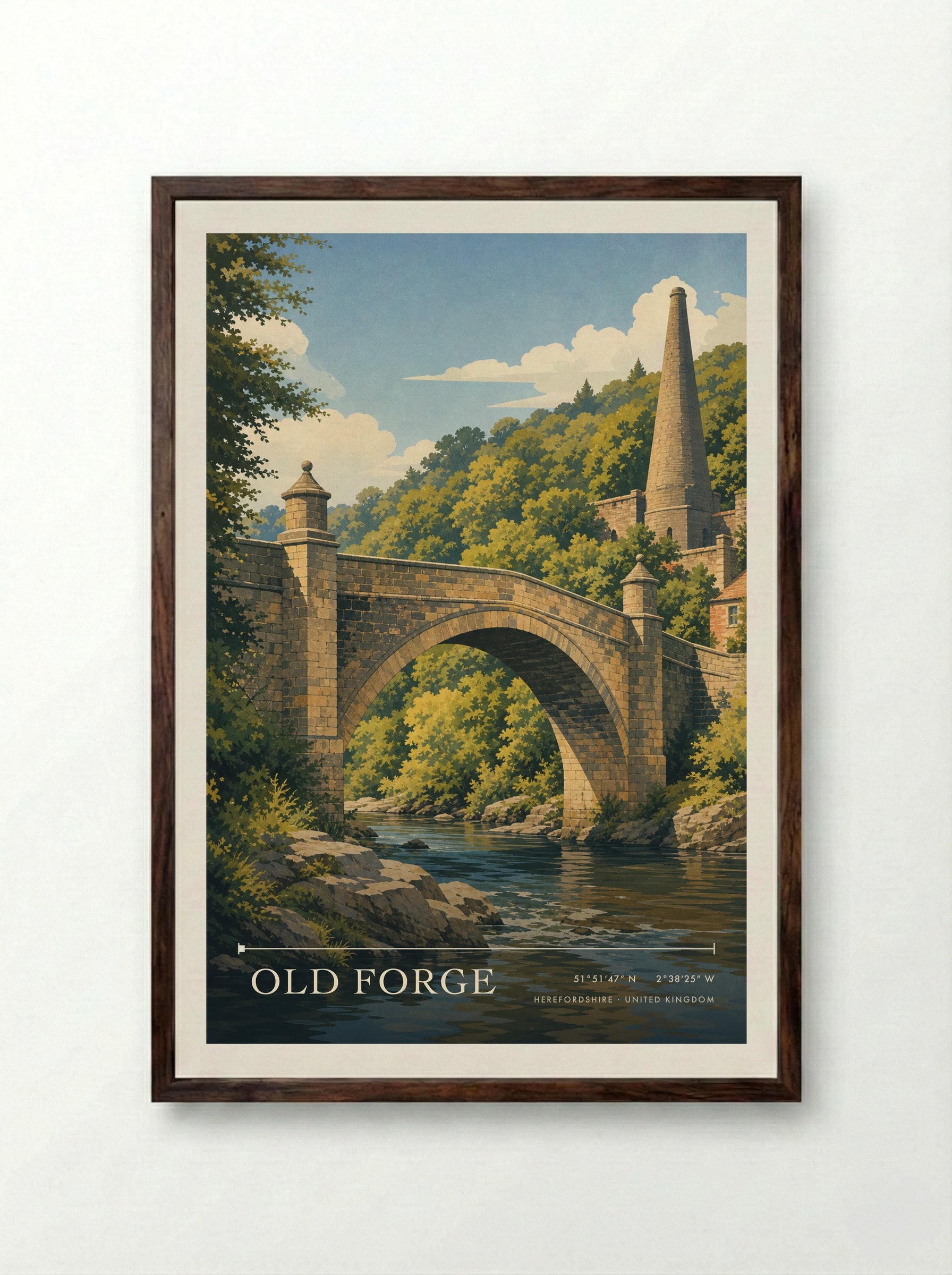 Old Forge Herefordshire United Kingdom Travel Poster - Framed Print Dark Wood